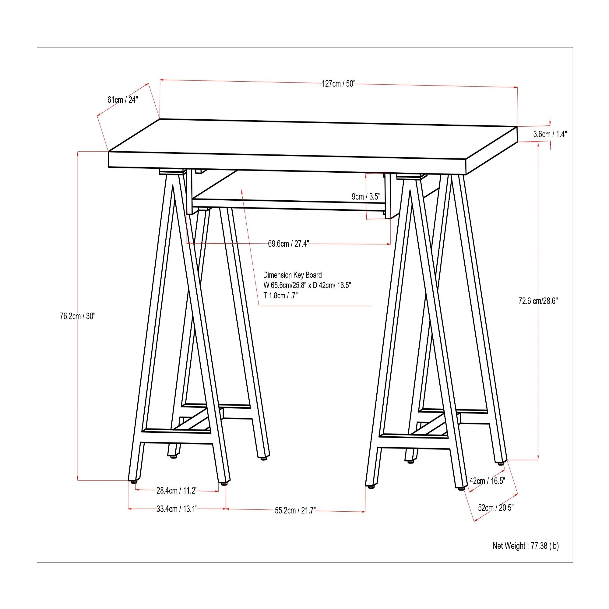 Sawhorse - Handcrafted Solid Desk - Image 3