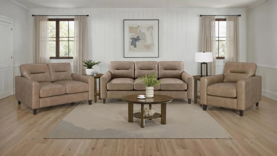 Scotland - Faux Leather Upholstered Sofa Set - Image 4