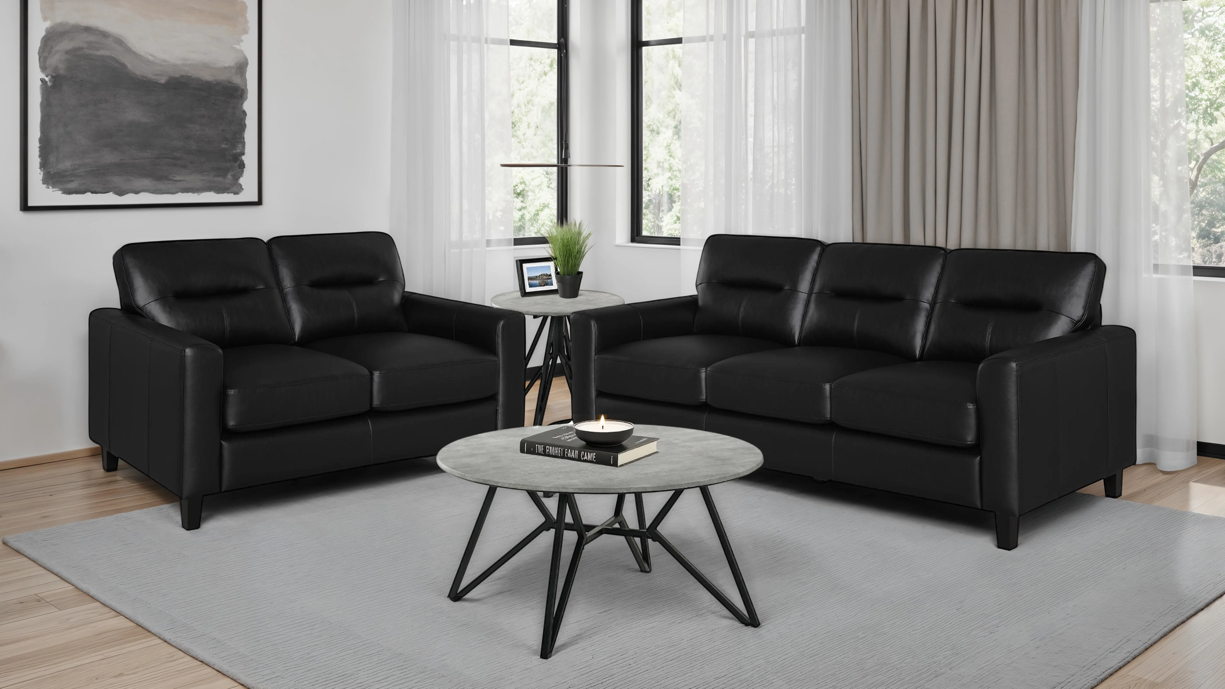 Scotland - Faux Leather Upholstered Sofa Set - Image 64