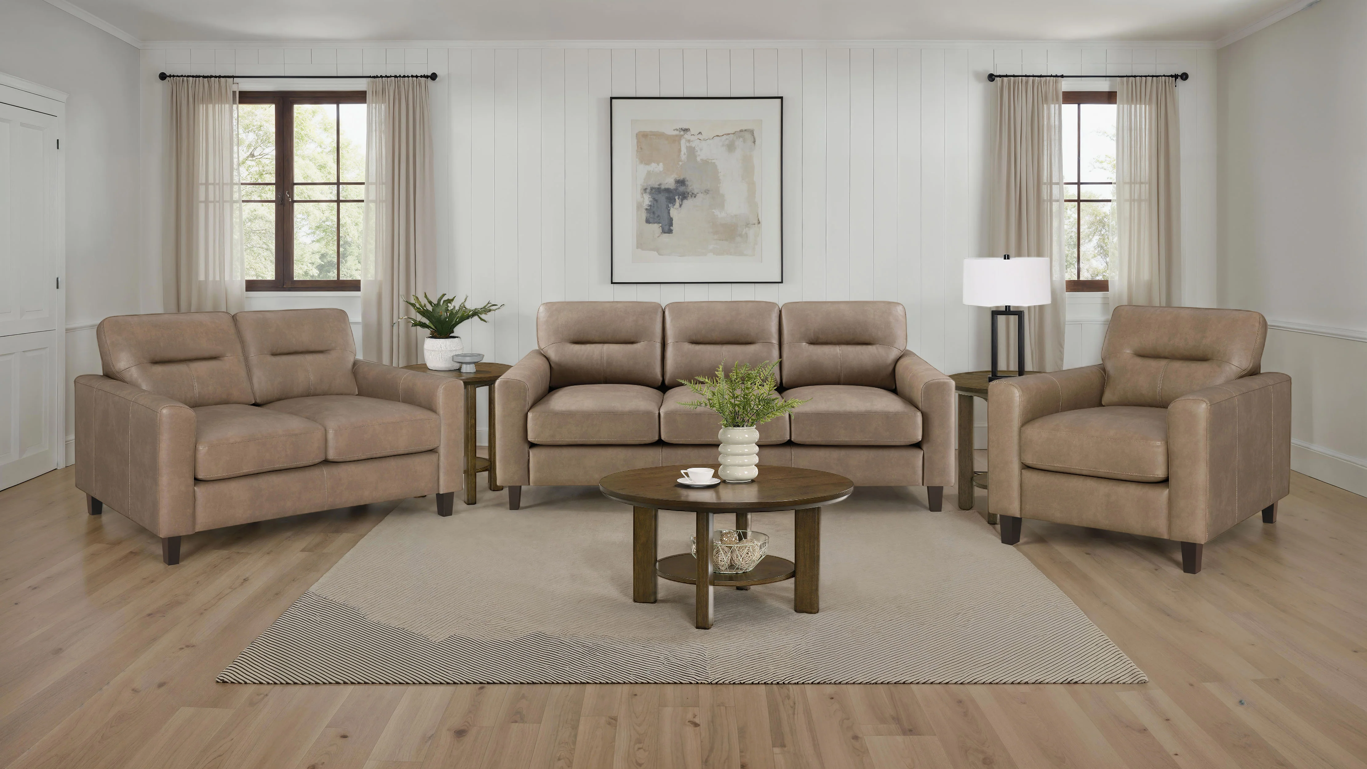 Scotland - Faux Leather Upholstered Sofa Set - Image 66
