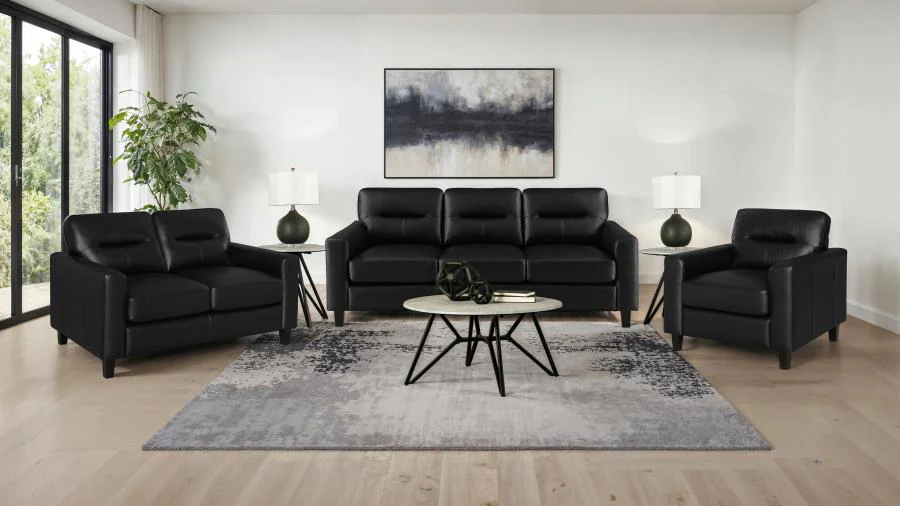 Scotland - Faux Leather Upholstered Track Arm Loveseat - Image 21