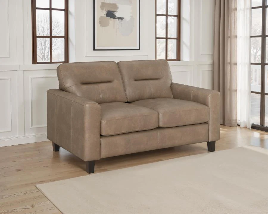 Scotland - Faux Leather Upholstered Track Arm Loveseat - Image 4