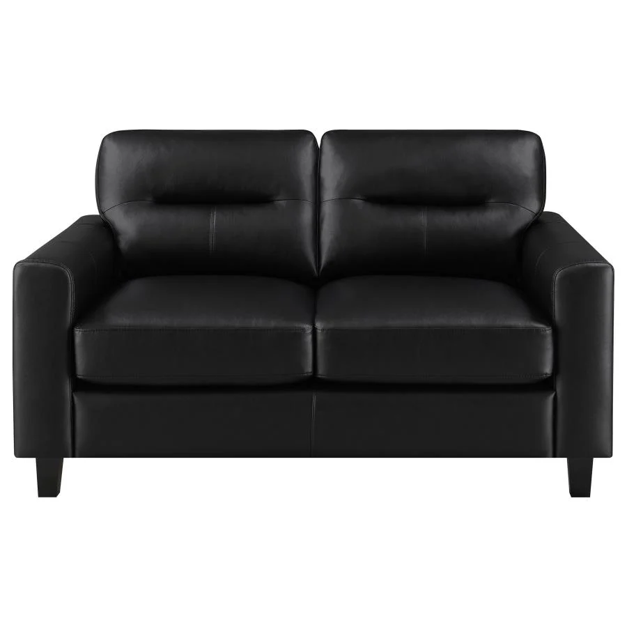 Scotland - Faux Leather Upholstered Track Arm Loveseat - Image 5