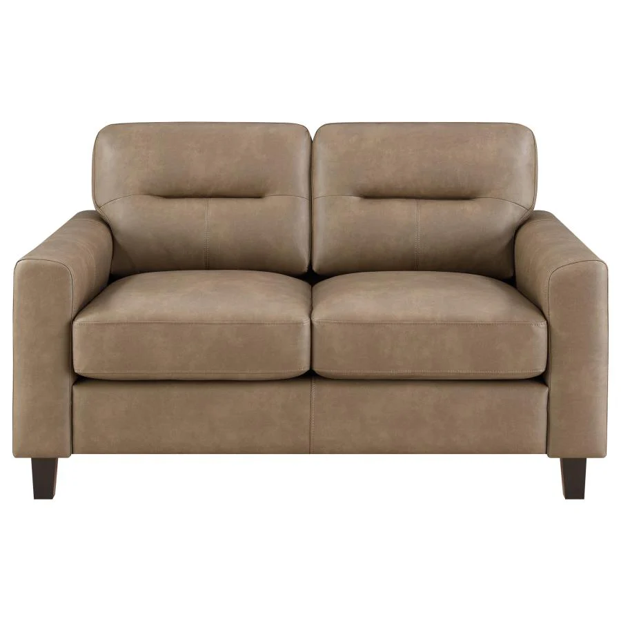 Scotland - Faux Leather Upholstered Track Arm Loveseat - Image 6