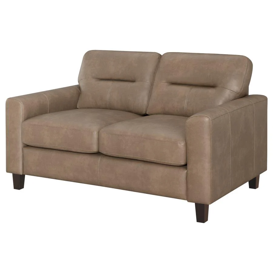 Scotland - Faux Leather Upholstered Track Arm Loveseat - Image 8