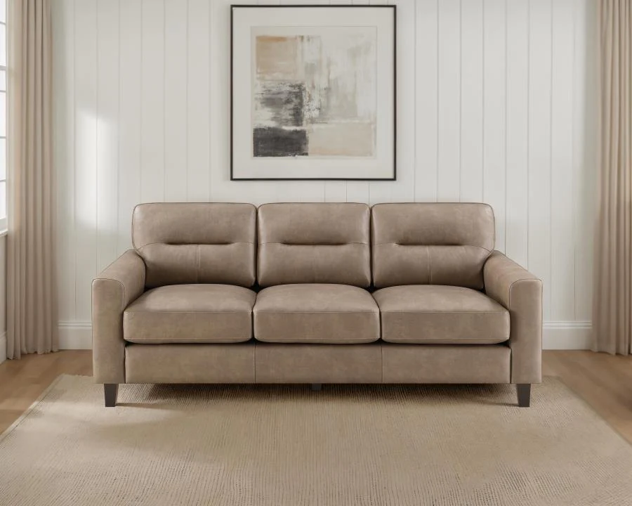 Scotland - Faux Leather Upholstered Track Arm Sofa - Image 4
