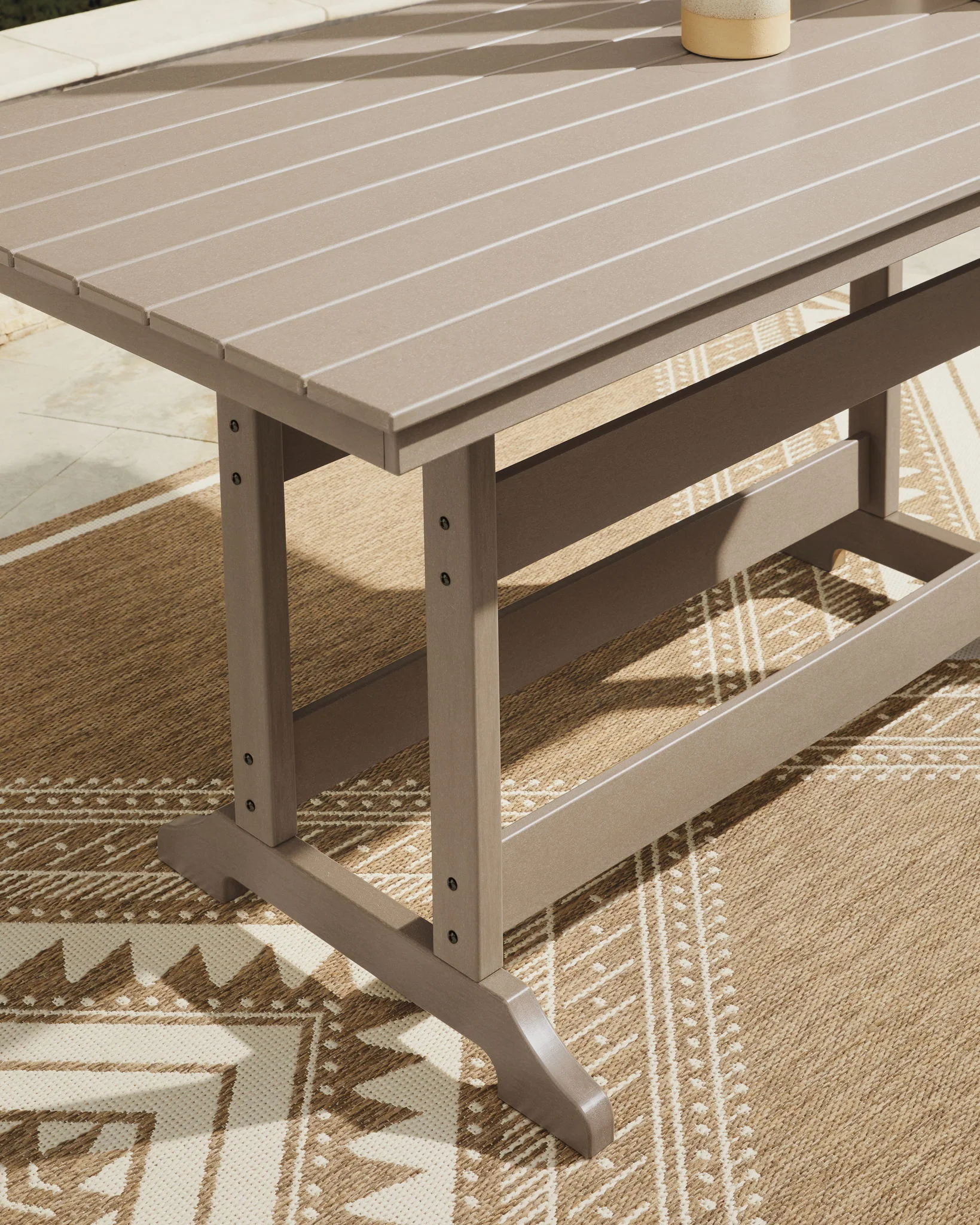Seacliff Beach - Rectangular Counter Height Dining Table With Umbrella Option - Medium Brown - Image 4