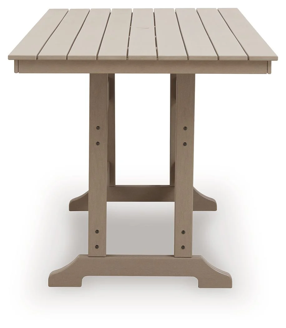 Seacliff Beach - Rectangular Counter Height Dining Table With Umbrella Option - Medium Brown - Image 6