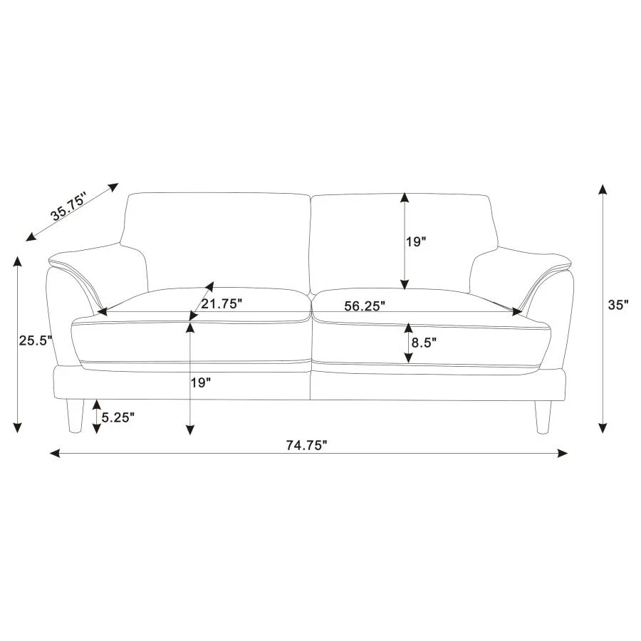 Selma - 2 Piece Velvet Upholstered Crescent Arm Sofa Set - Rust - Image 10