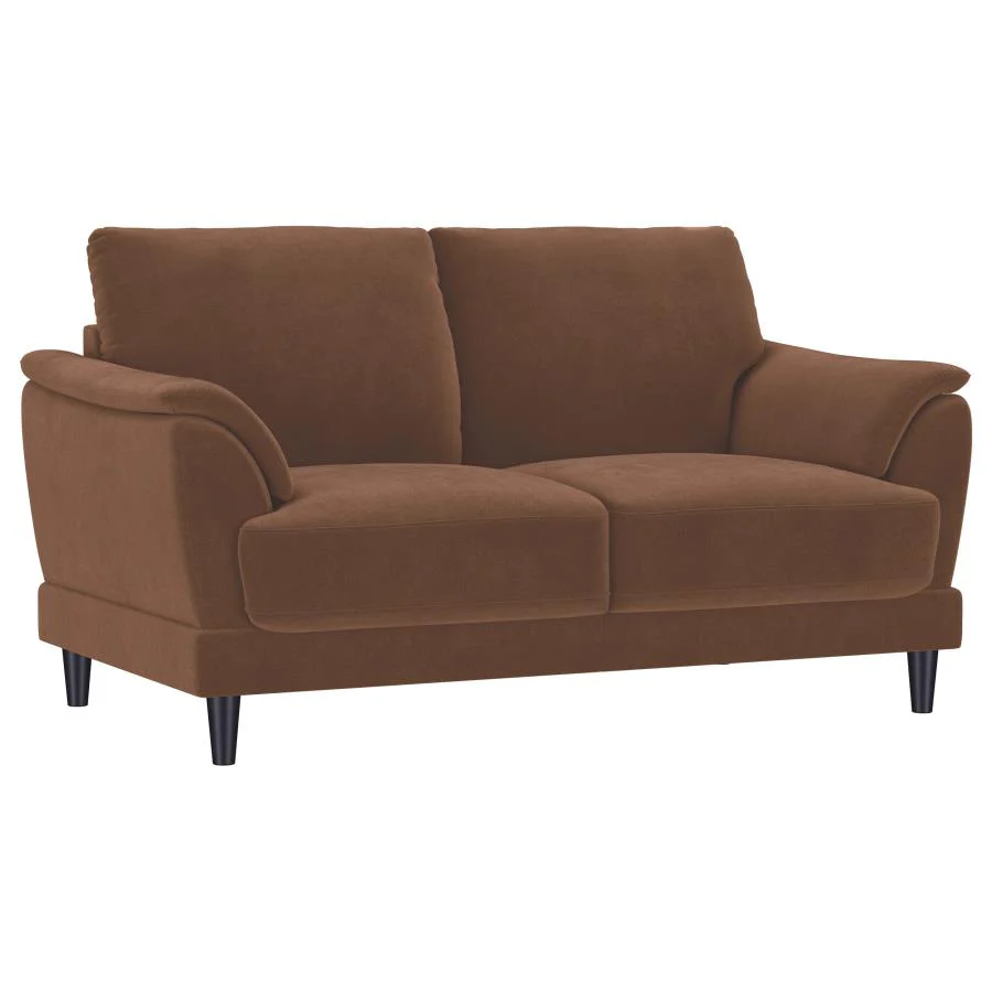 Selma - 2 Piece Velvet Upholstered Crescent Arm Sofa Set - Rust - Image 6