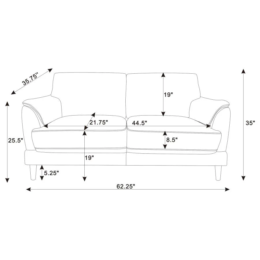 Selma - Velvet Upholstered Crescent Arm Loveseat - Rust - Image 12
