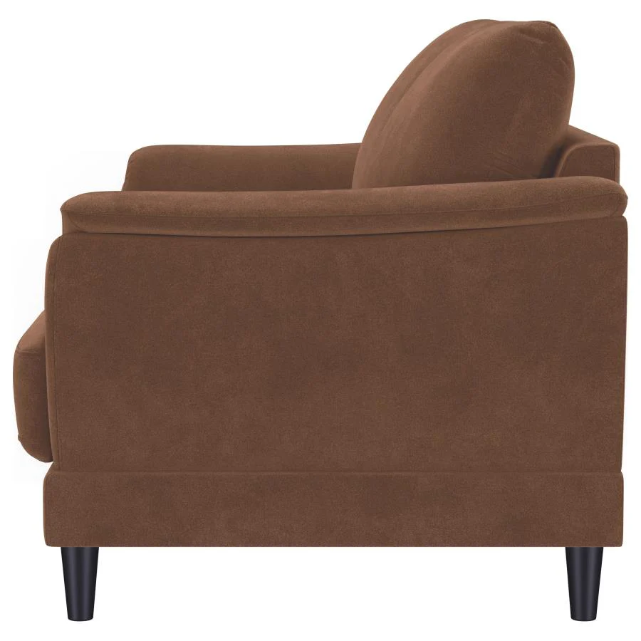 Selma - Velvet Upholstered Crescent Arm Loveseat - Rust - Image 5