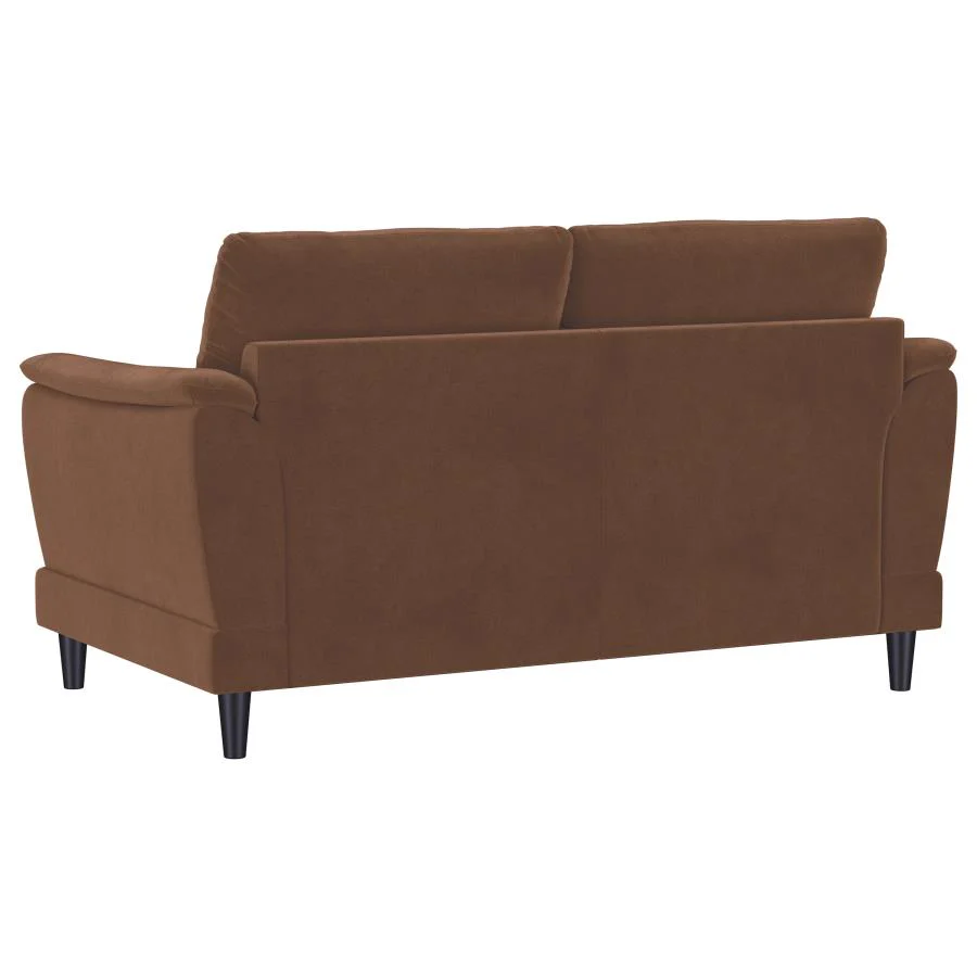Selma - Velvet Upholstered Crescent Arm Loveseat - Rust - Image 6