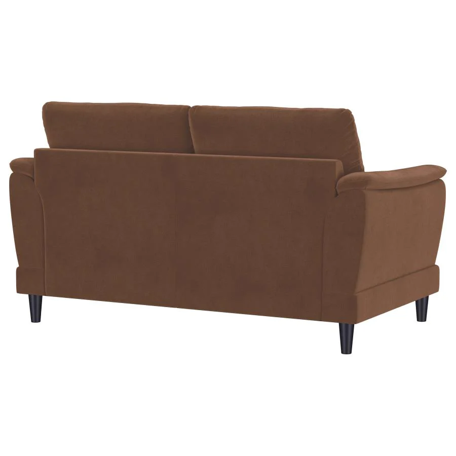 Selma - Velvet Upholstered Crescent Arm Loveseat - Rust - Image 8