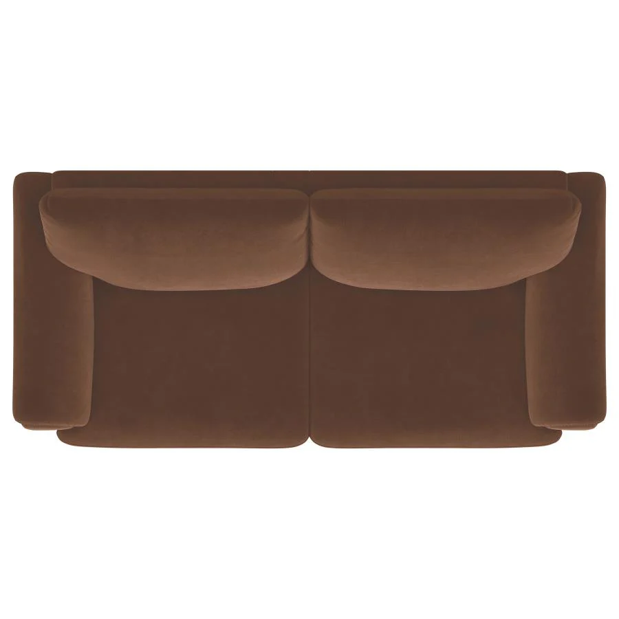 Selma - Velvet Upholstered Crescent Arm Sofa - Rust - Image 10