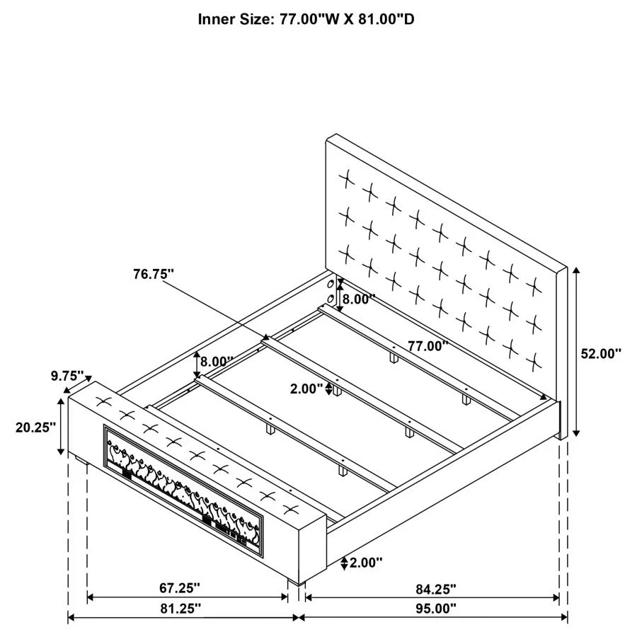 Senna - Upholstered Audio Flame Visualizer Bed - Image 35