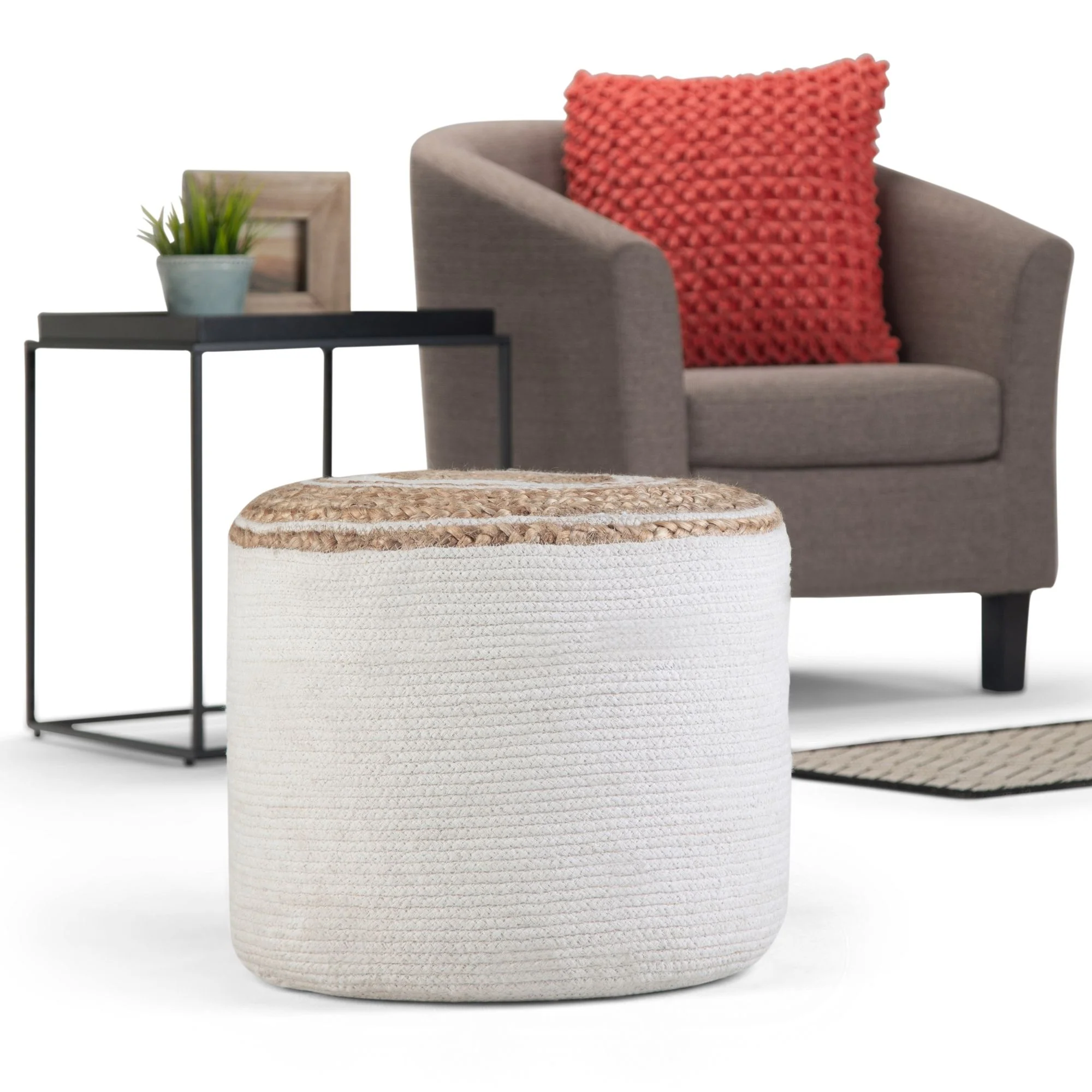 Serena - Handcrafted Round Braided Pouf - Image 3