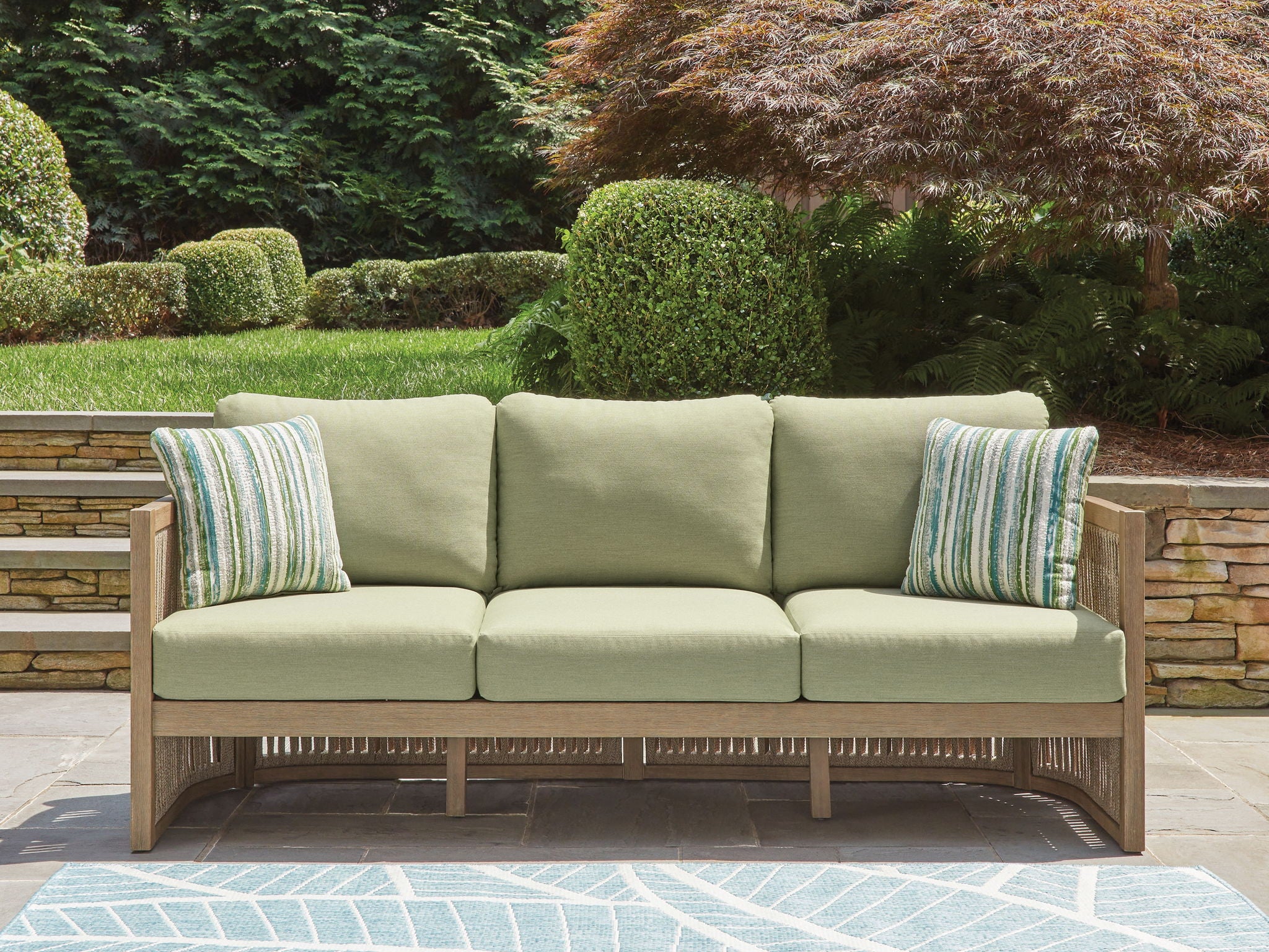 Serena Shores - Sofa With Cushion - Beige / Green - Image 4