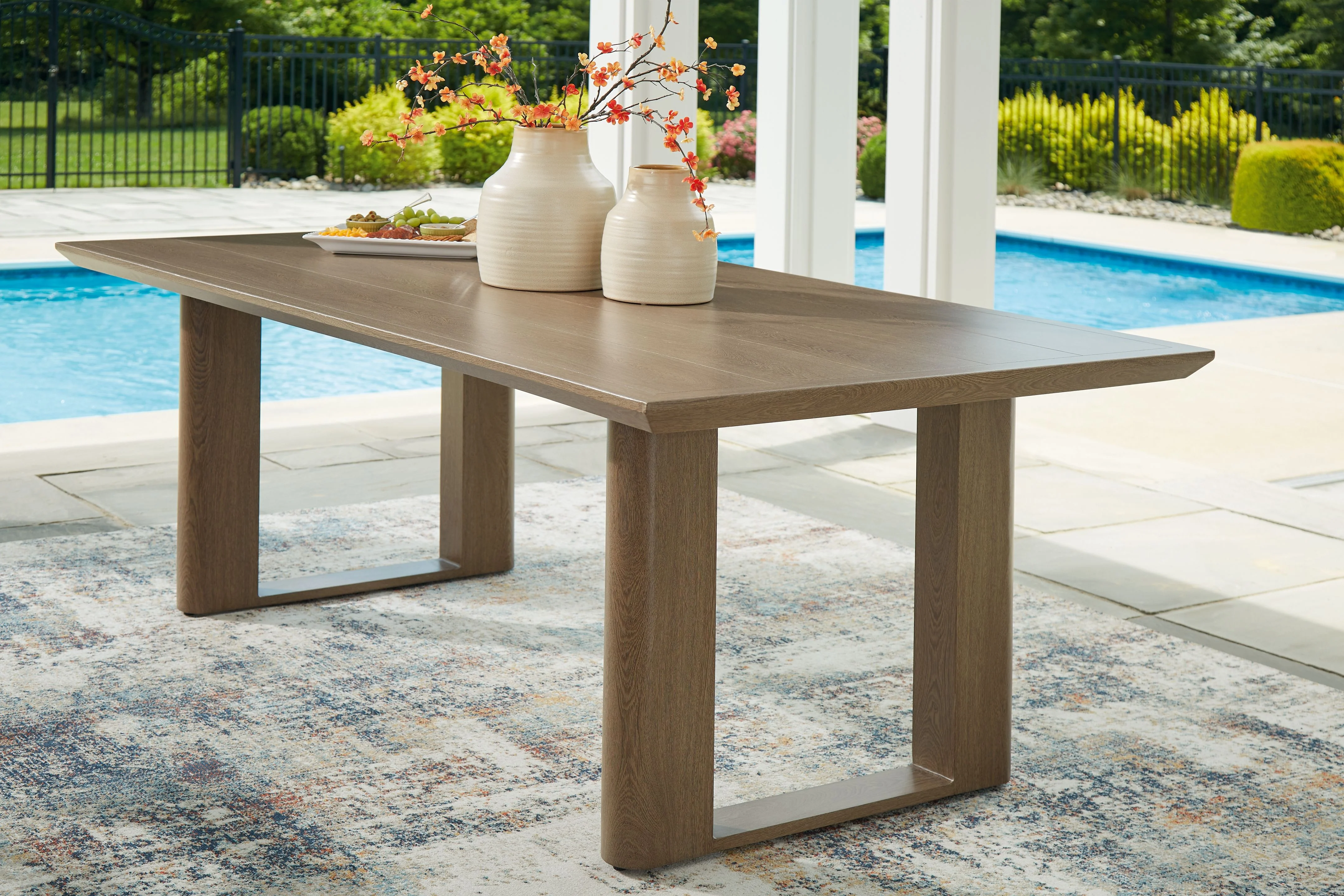 Serene Bay - Rectangular Dining Table With Umbrella Option - Dark Brown - Image 5