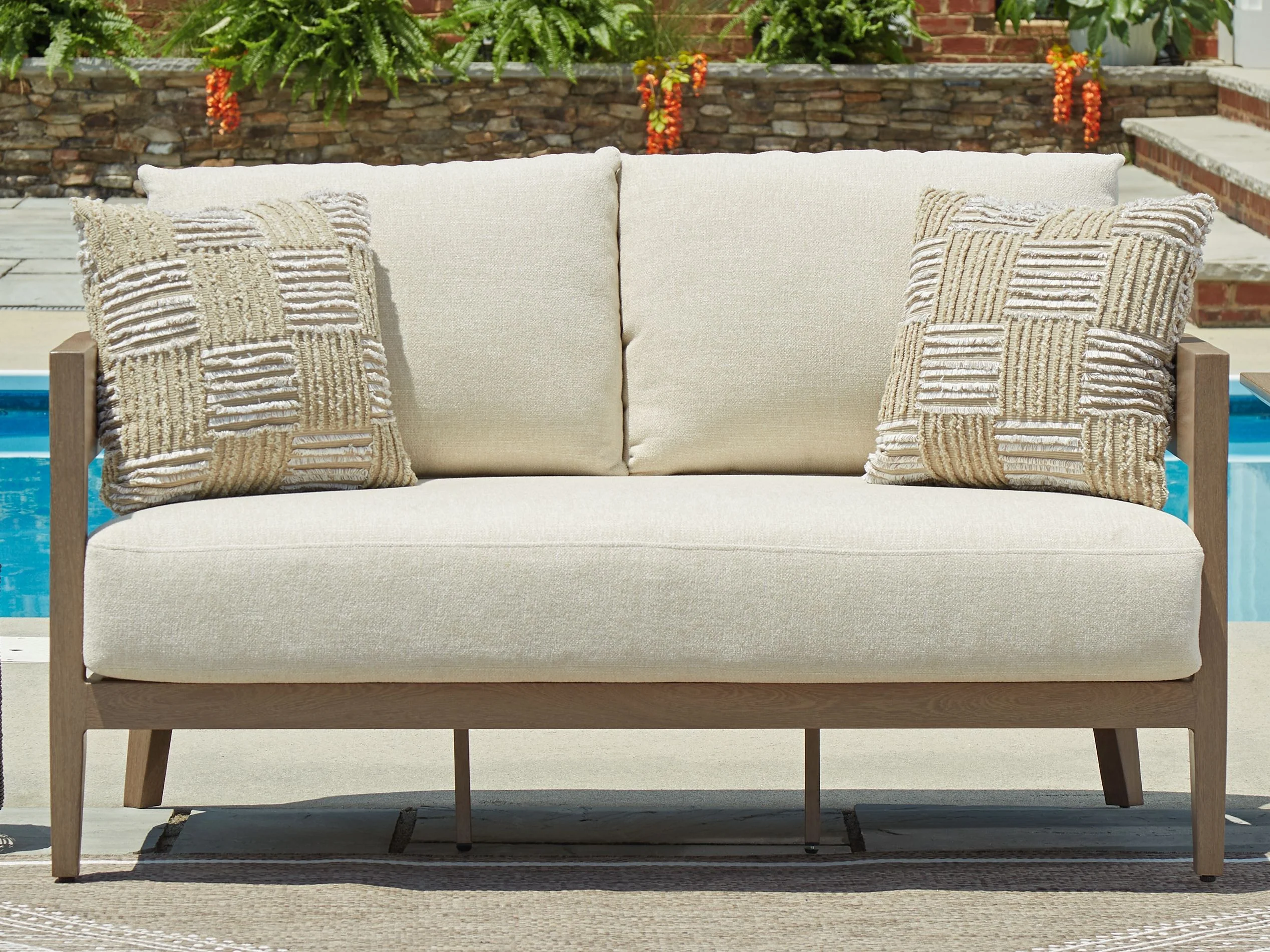 Serene Bay - Loveseat With Cushion - Dark Brown / White - Image 8
