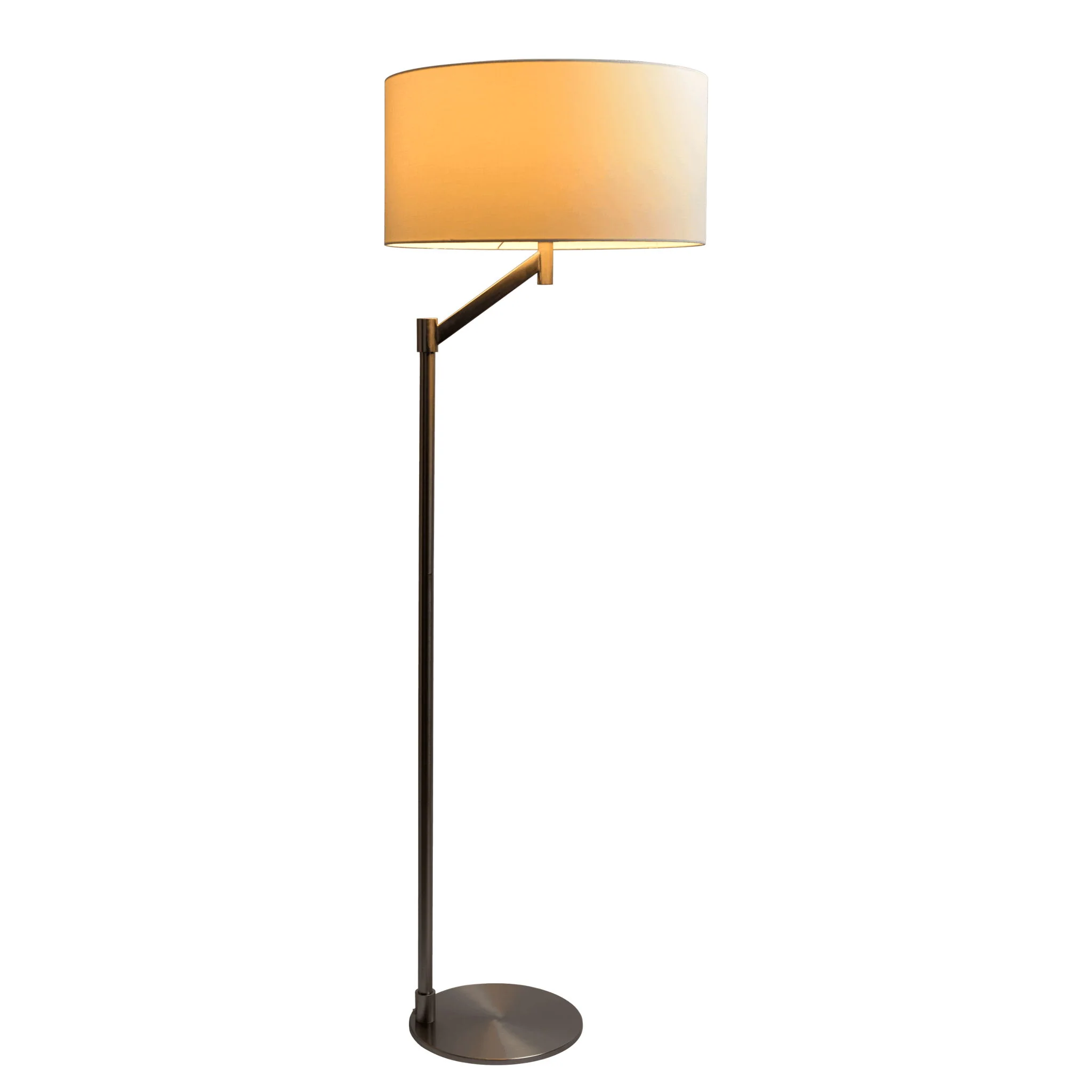 Serene - Floor Lamp With Rotary Switch Base Linen Shade - Brushed Nickel / White - Image 4