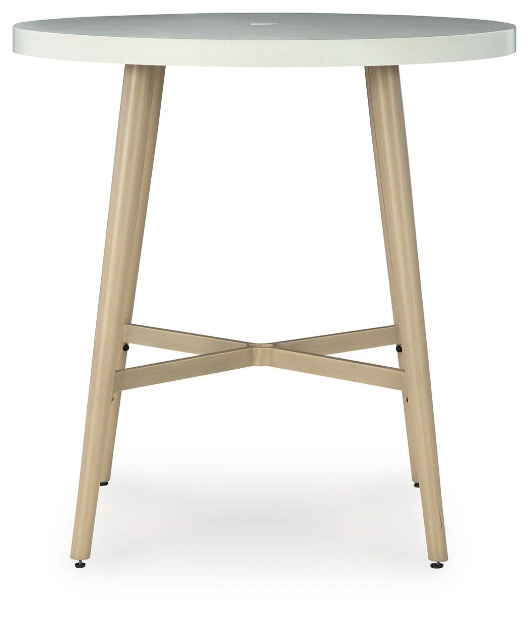 Seton Creek - Round Bar Table With Umbrella Option - Beige - Image 4