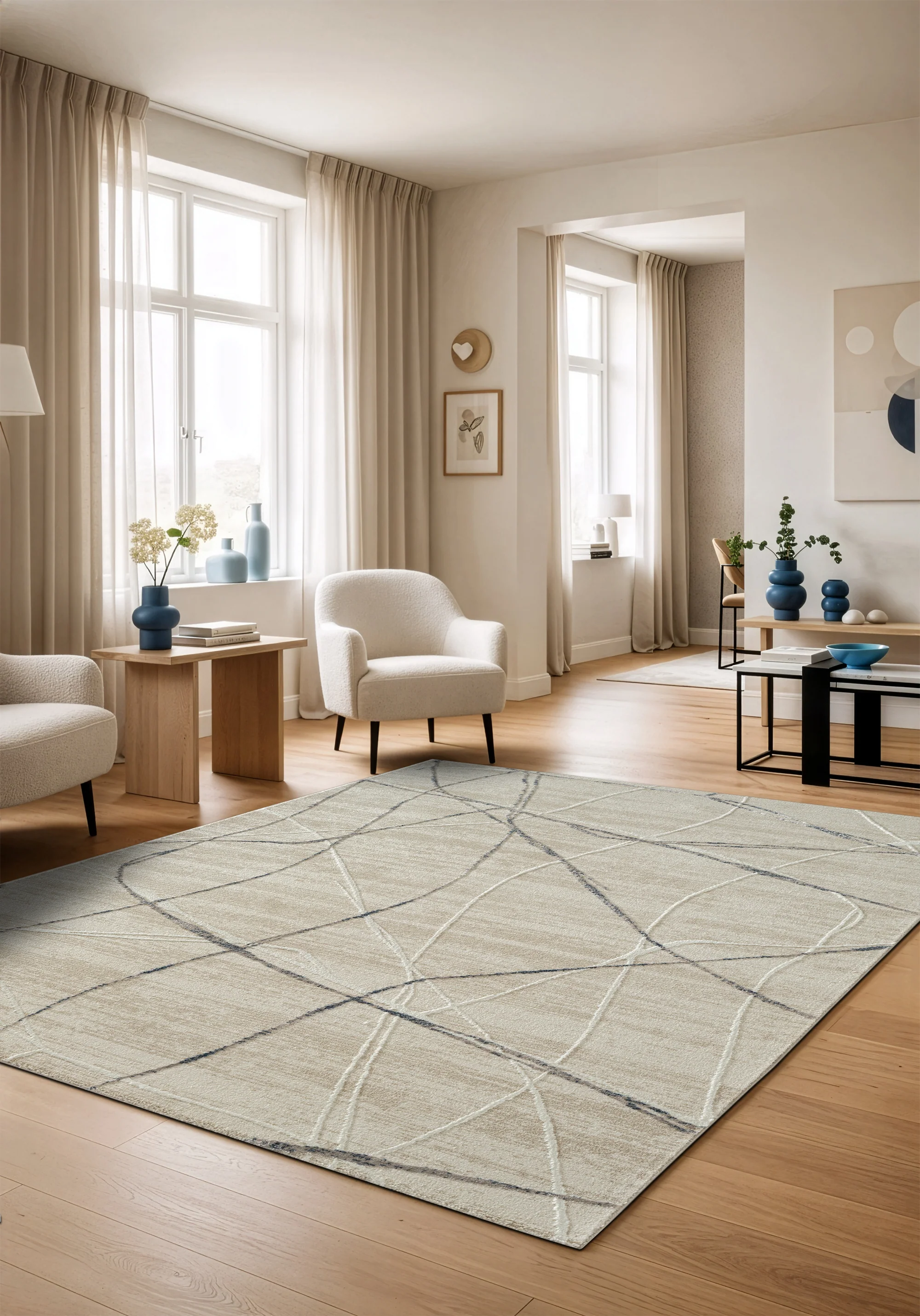 .Shaila Taupe Power-Loomed Area Rug - 6' 6" x 9' 0" - Image 3