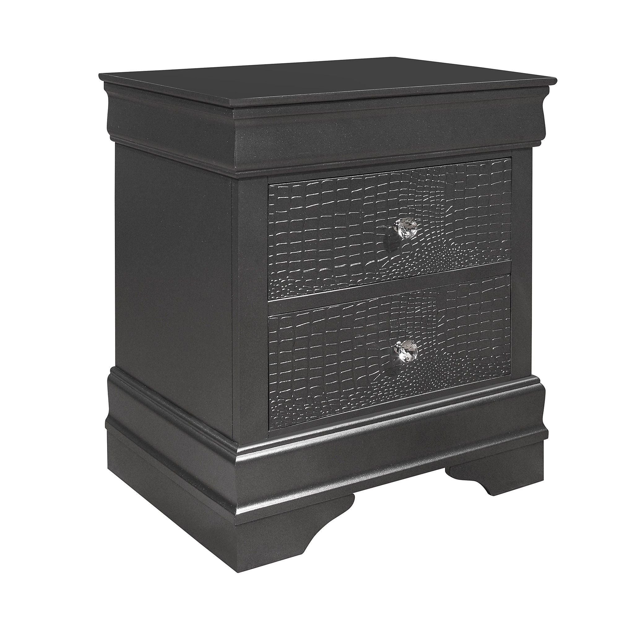 Shaker - 5 Pieces Bedroom Set With Crystal Inspired Tufted Headboard And LED Lighting - Image 16