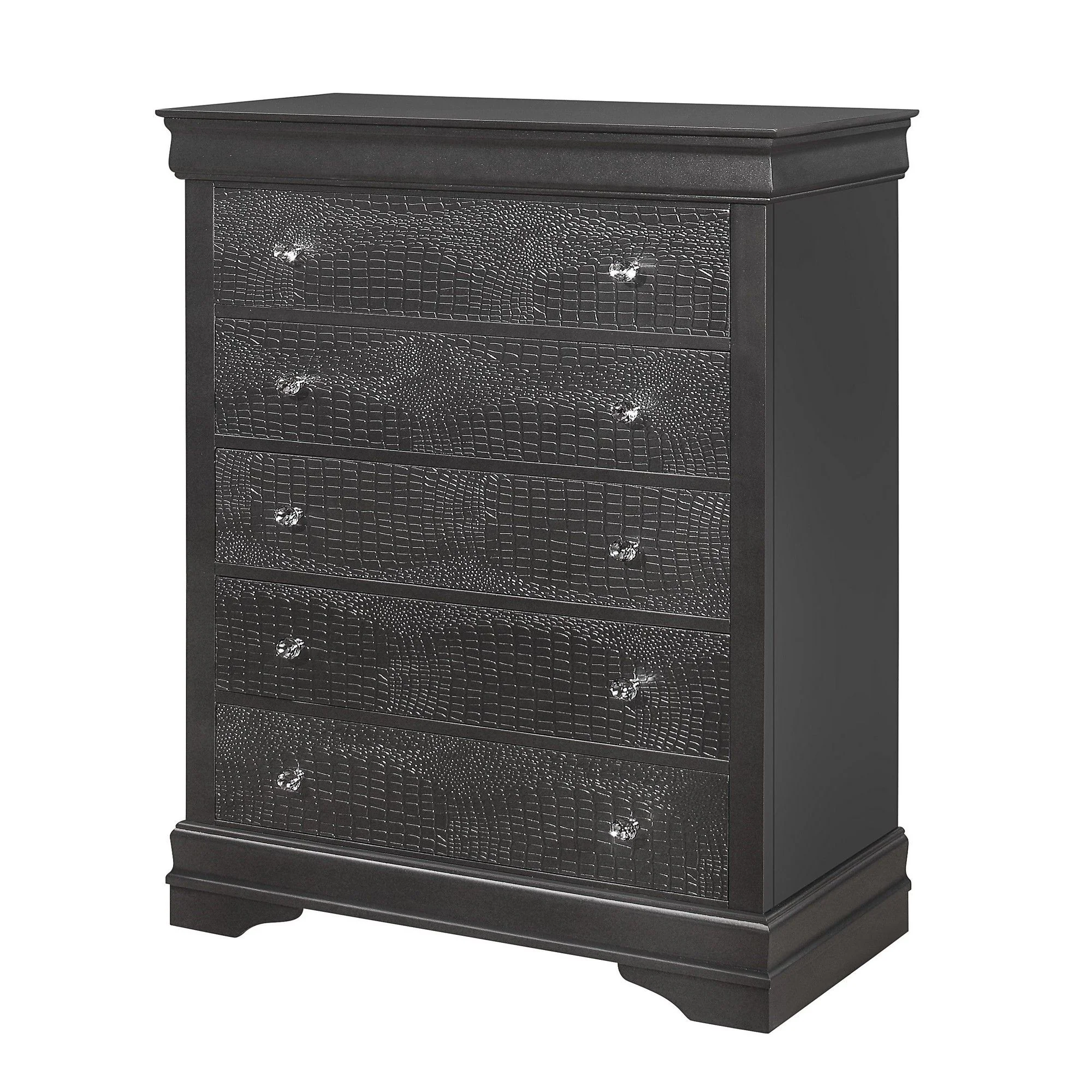 Shaker - 5 Pieces Bedroom Set With Crystal Inspired Tufted Headboard And LED Lighting - Image 23