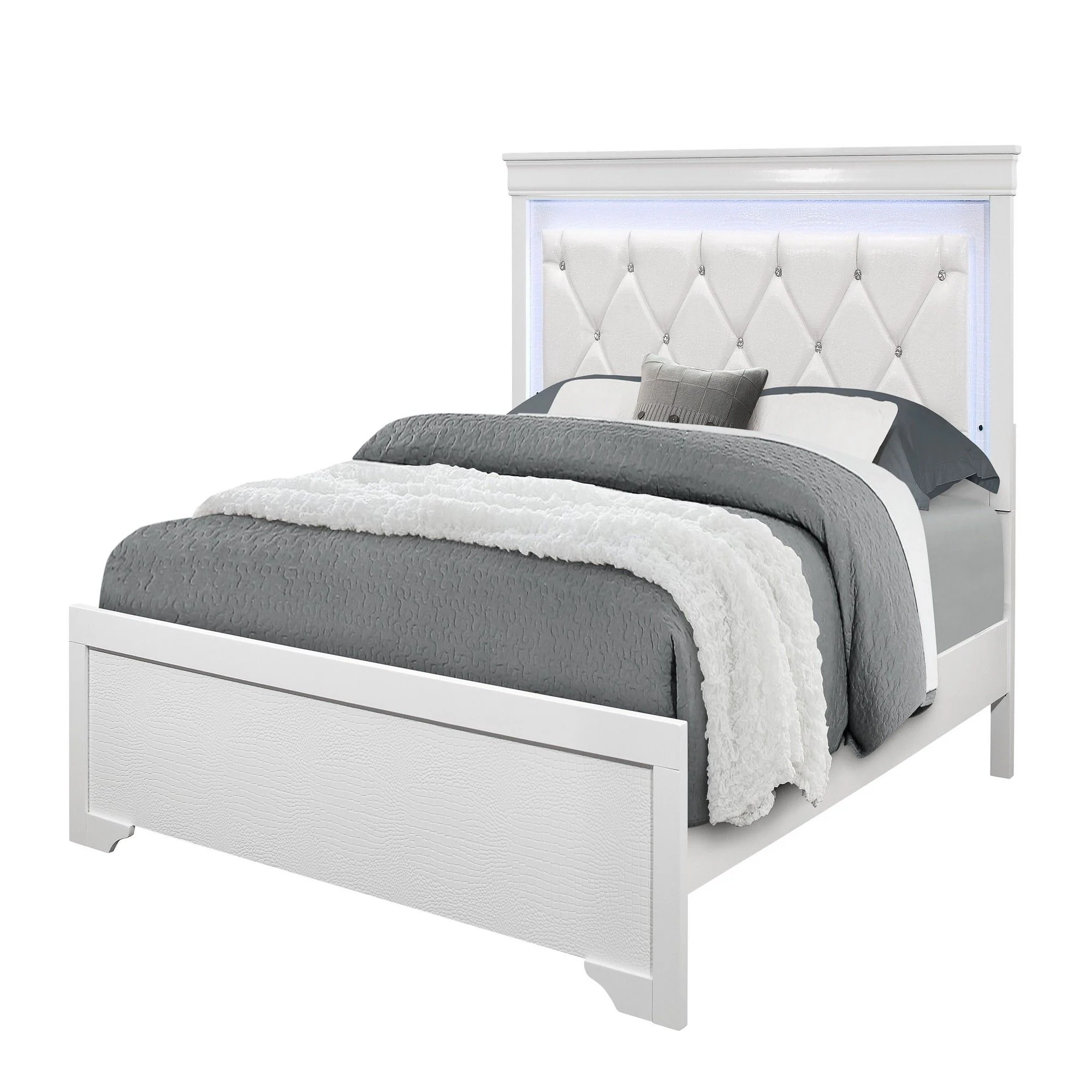 Shaker - Bed With LED Lighting And Crystal Inspired Tufted Headboard - Image 12