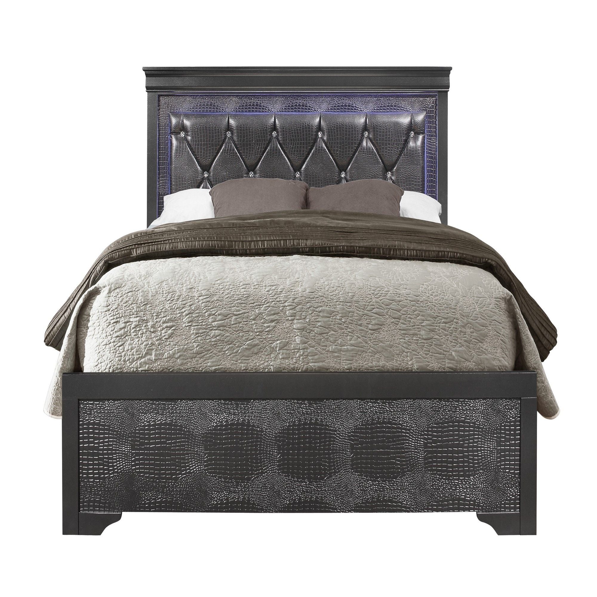 Shaker - Bed With LED Lighting And Crystal Inspired Tufted Headboard - Image 2