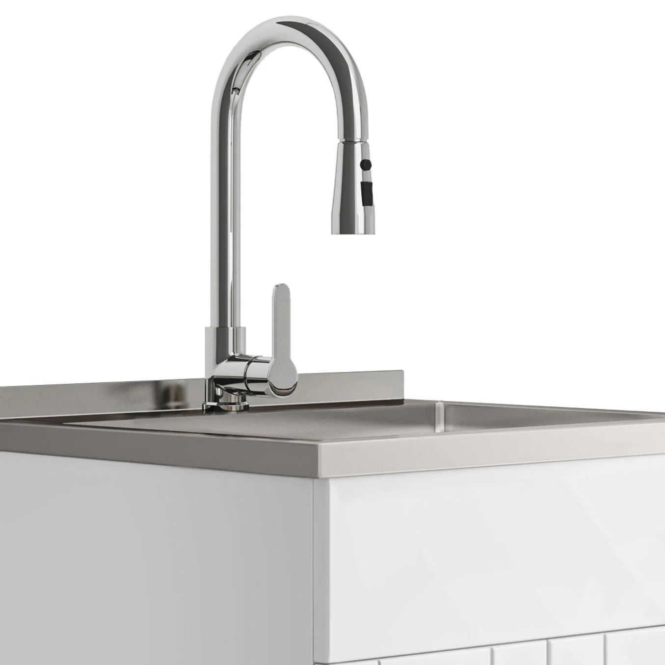 Shaker - Modern Wide, Laundry Cabinet With Faucet And Stainless Steel Sink - Image 10