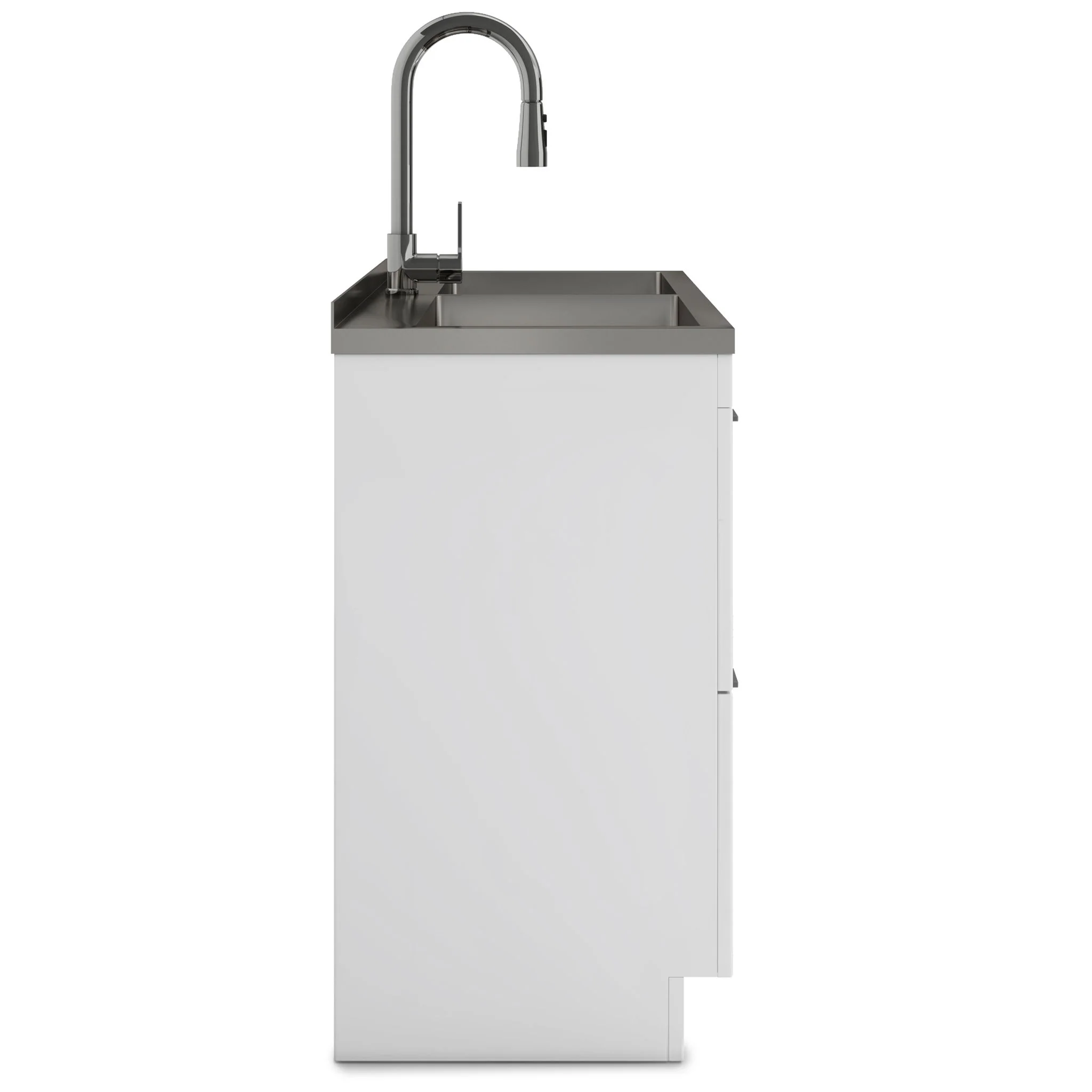 Shaker - Modern Wide Laundry Cabinet With Faucet And Sink - White - Image 5