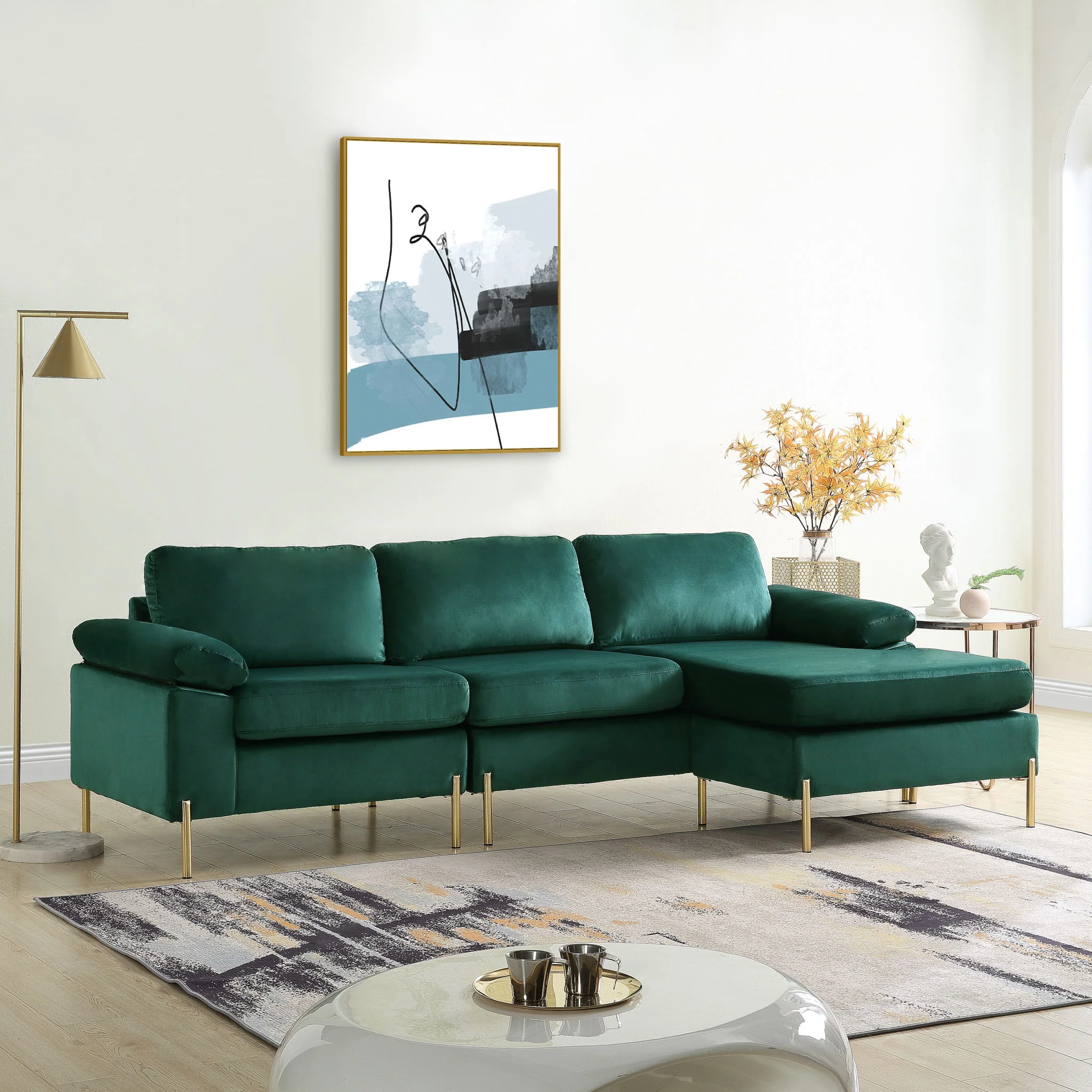 Shannon - Velvet Sectional Sofa With Chaise - Image 4