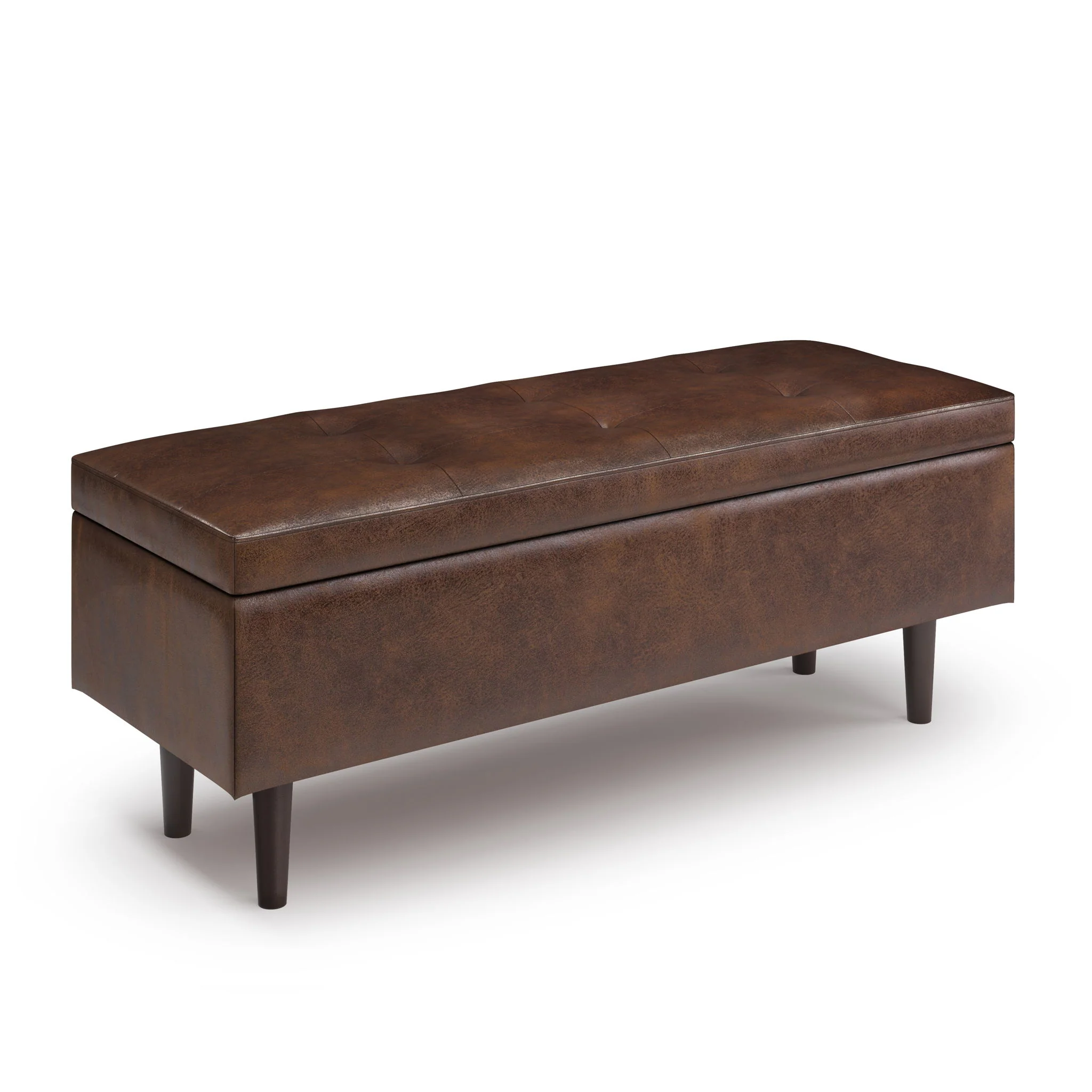 Shay - Large Square Coffee Table Storage Ottoman Mid-Century Style - Image 2