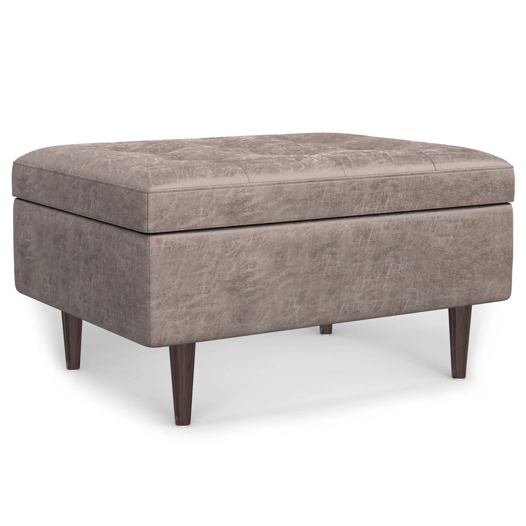 Shay - Large Square Coffee Table Storage Ottoman Mid-Century Style - Image 4