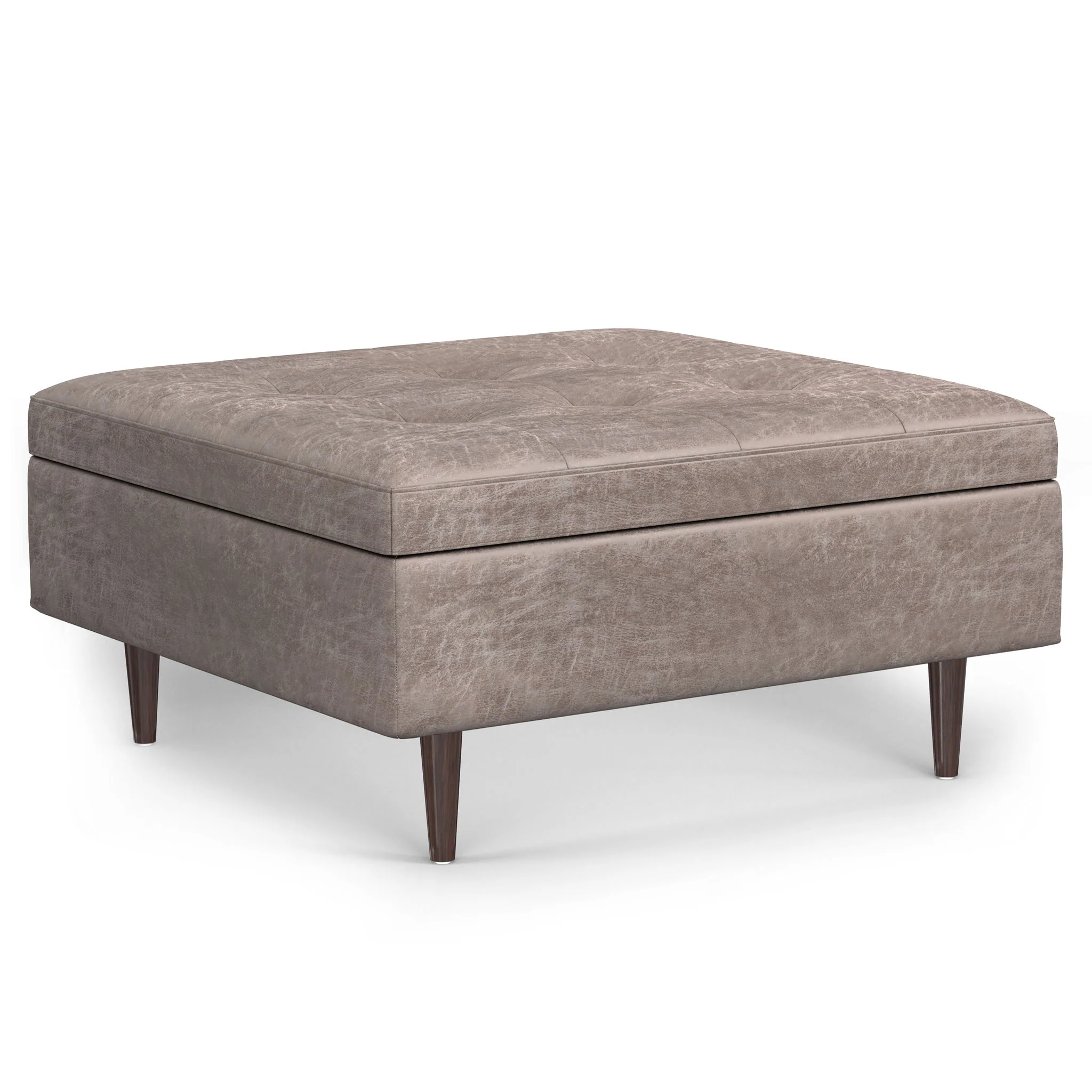 Shay - Large Square Coffee Table Storage Ottoman Mid-Century Style - Image 5