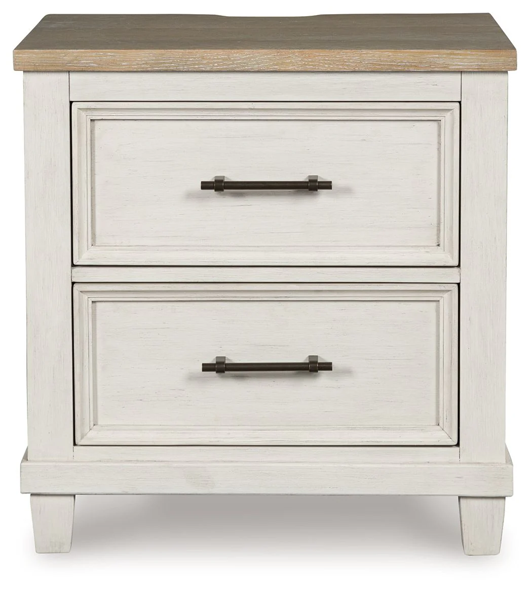 Shaybrock - Two Drawer Night Stand - Antique White / Brown - Image 6