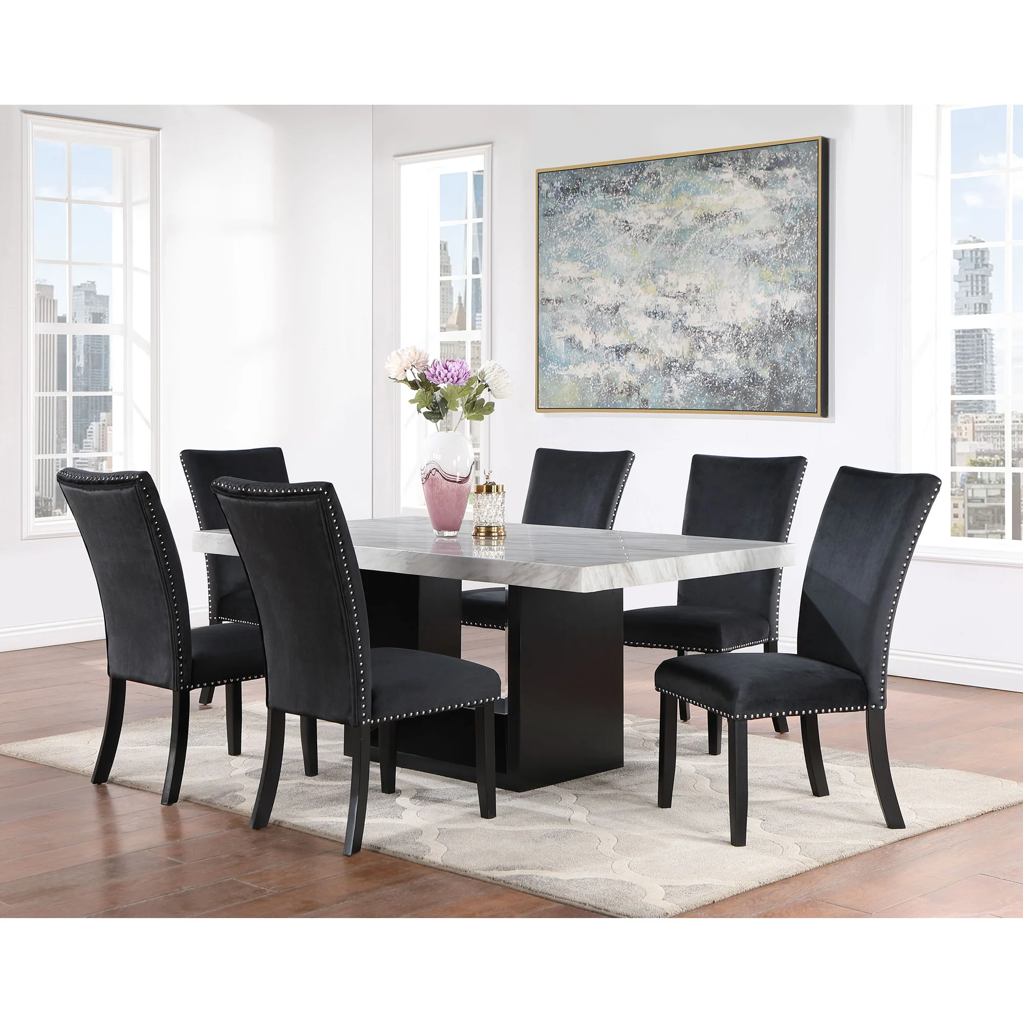 Sheena - 5 Pieces Dining Table Set - Black - Image 4