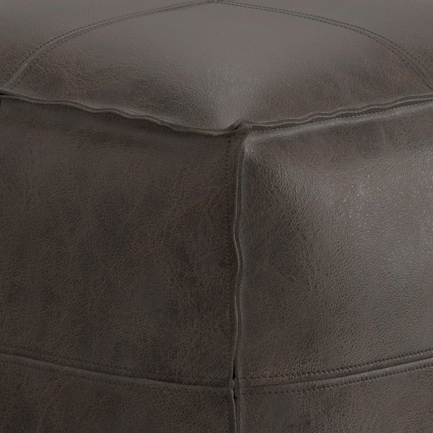 Sheffield - Square Pouf - Distressed Dark Brown - Image 6