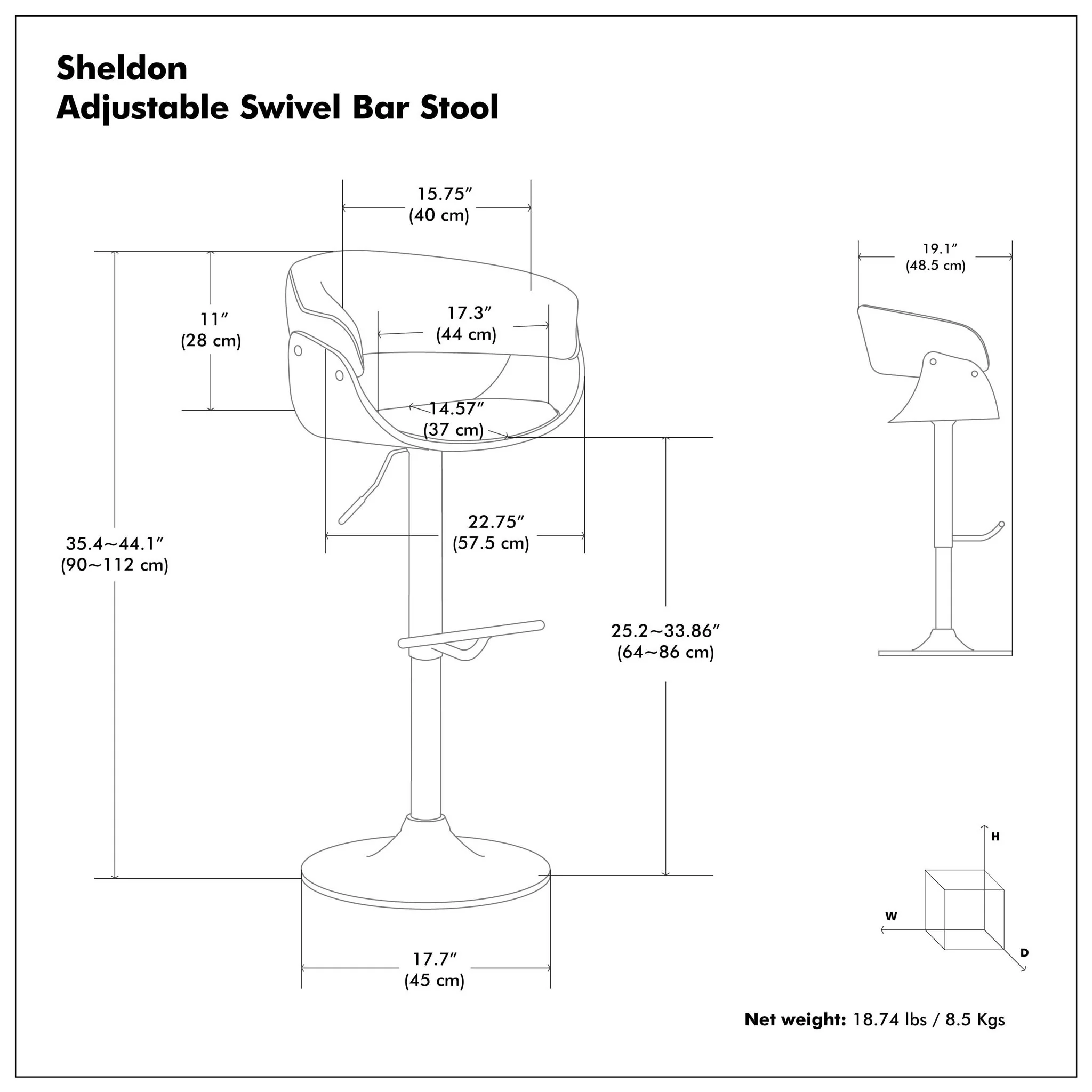 Sheldon - Upholstered Adjustable Swivel Bar Stool - Image 17