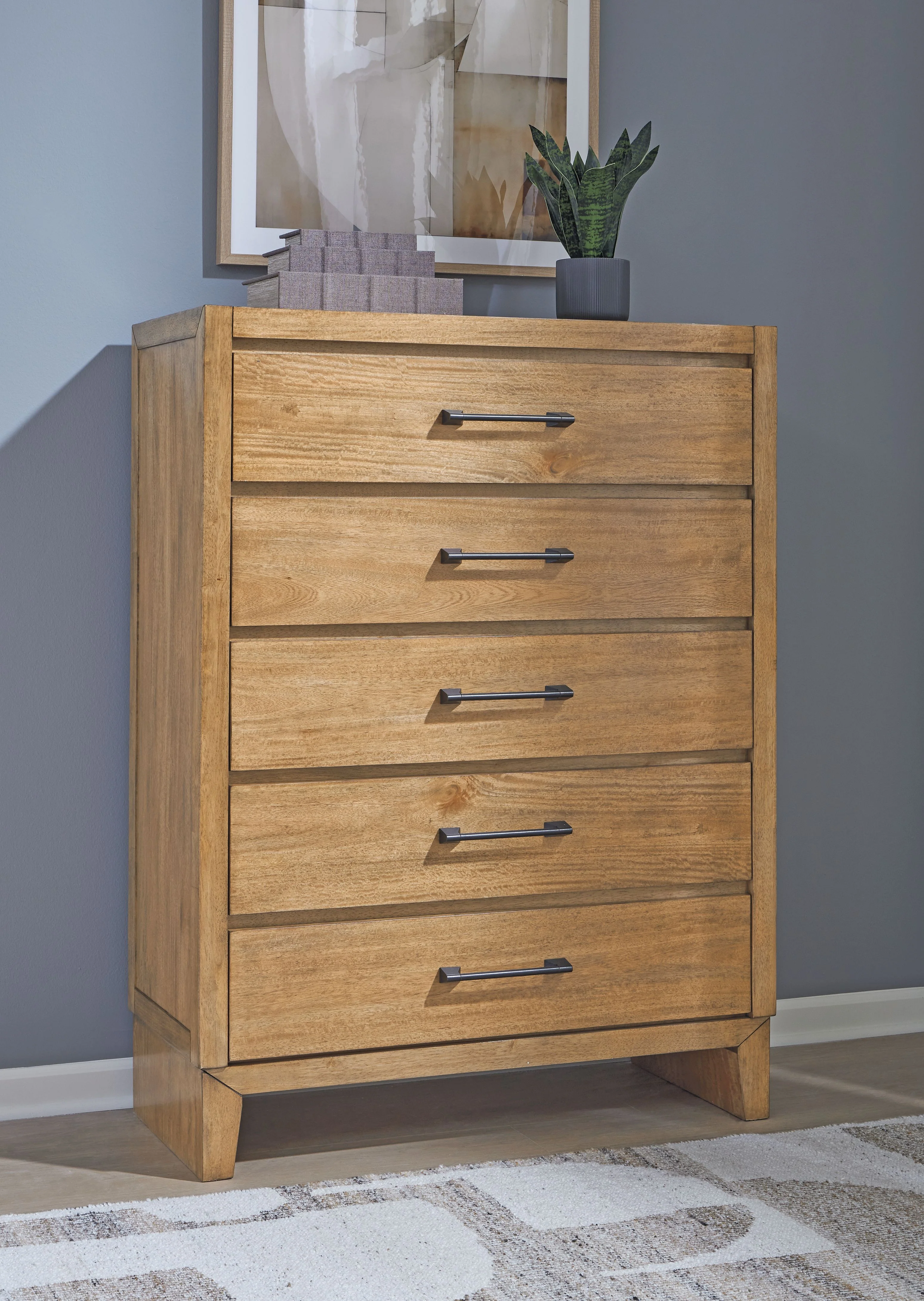 Sherbana - Five Drawer Chest - Light Brown - Image 7