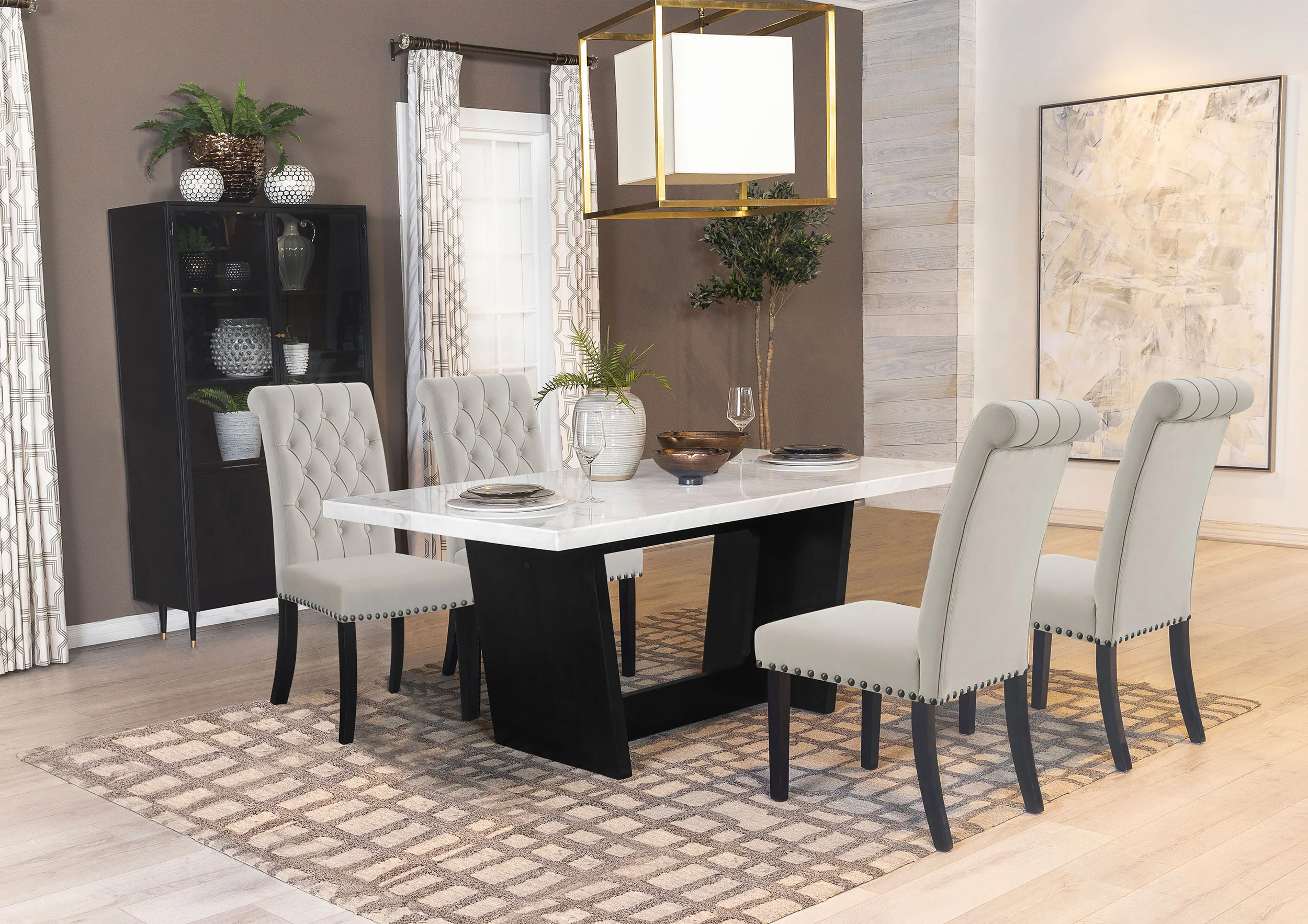 Sherry - Rectangular Marble Top Dining Table Set - Image 80