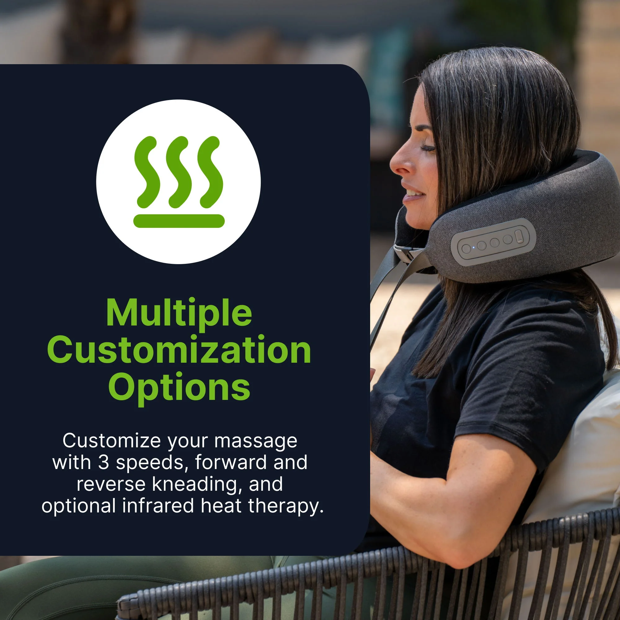 Shiatsu Neck Massage Pillow With Infrared Heat Therapy Foam - Gray - Image 5