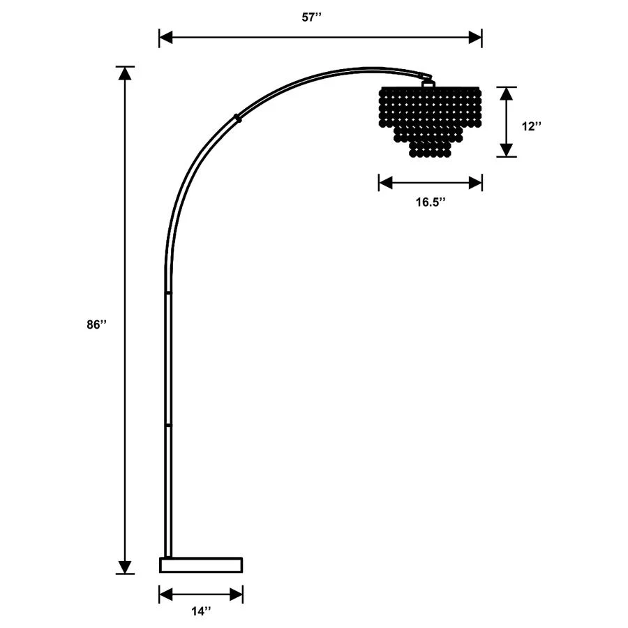 Shirley - Hanging Crystal Arc Metal Floor Lamp - Chrome - Image 3