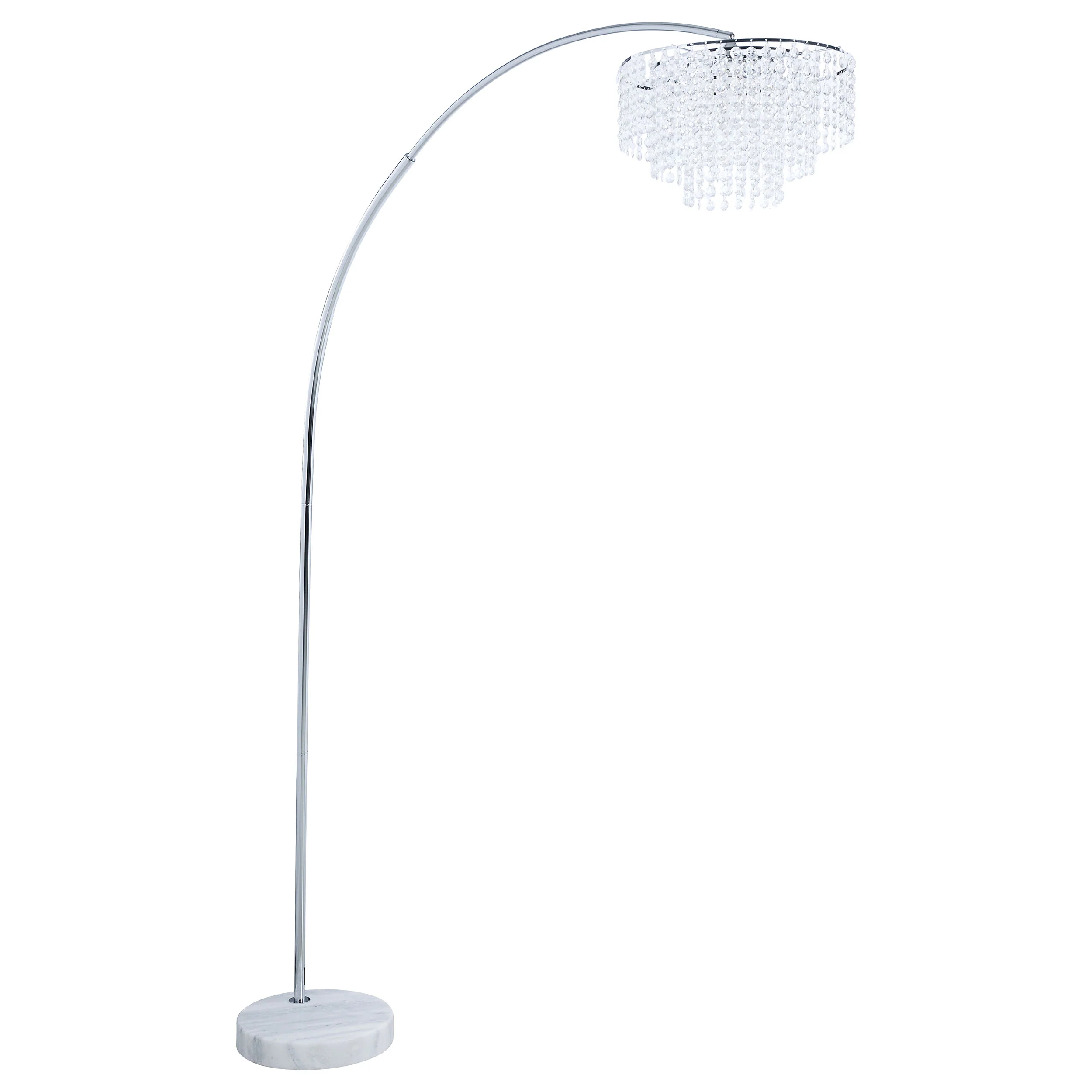 Shirley - Hanging Crystal Arc Metal Floor Lamp - Chrome - Image 4