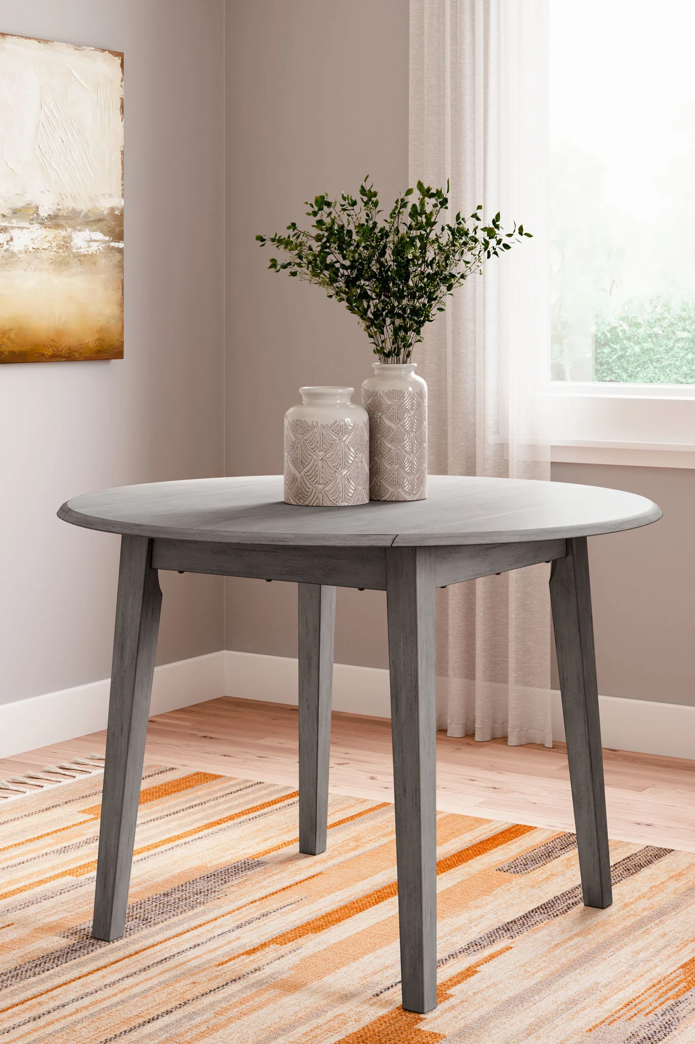 Shullden - 5 Pc. - Drop Leaf Table, 4 Side Chairs - Gray - Image 3