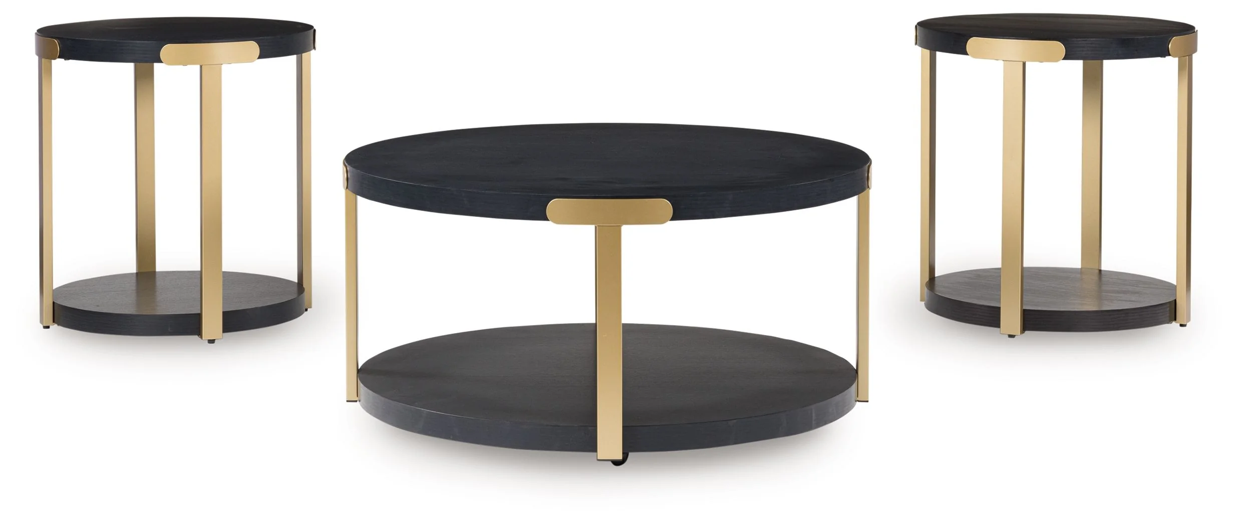 Shylore - Occasional Table Set (Set of 3) - Black / Brass Finish - Image 4