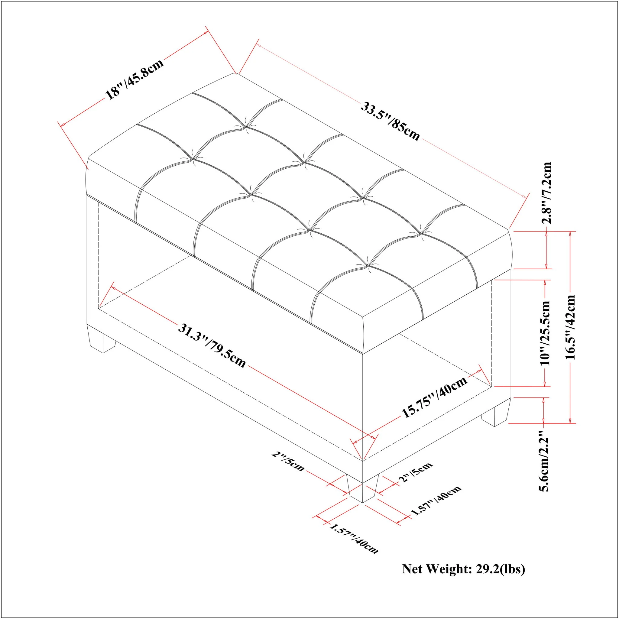 Sienna - Transitional Storage Ottoman Bench - Image 6