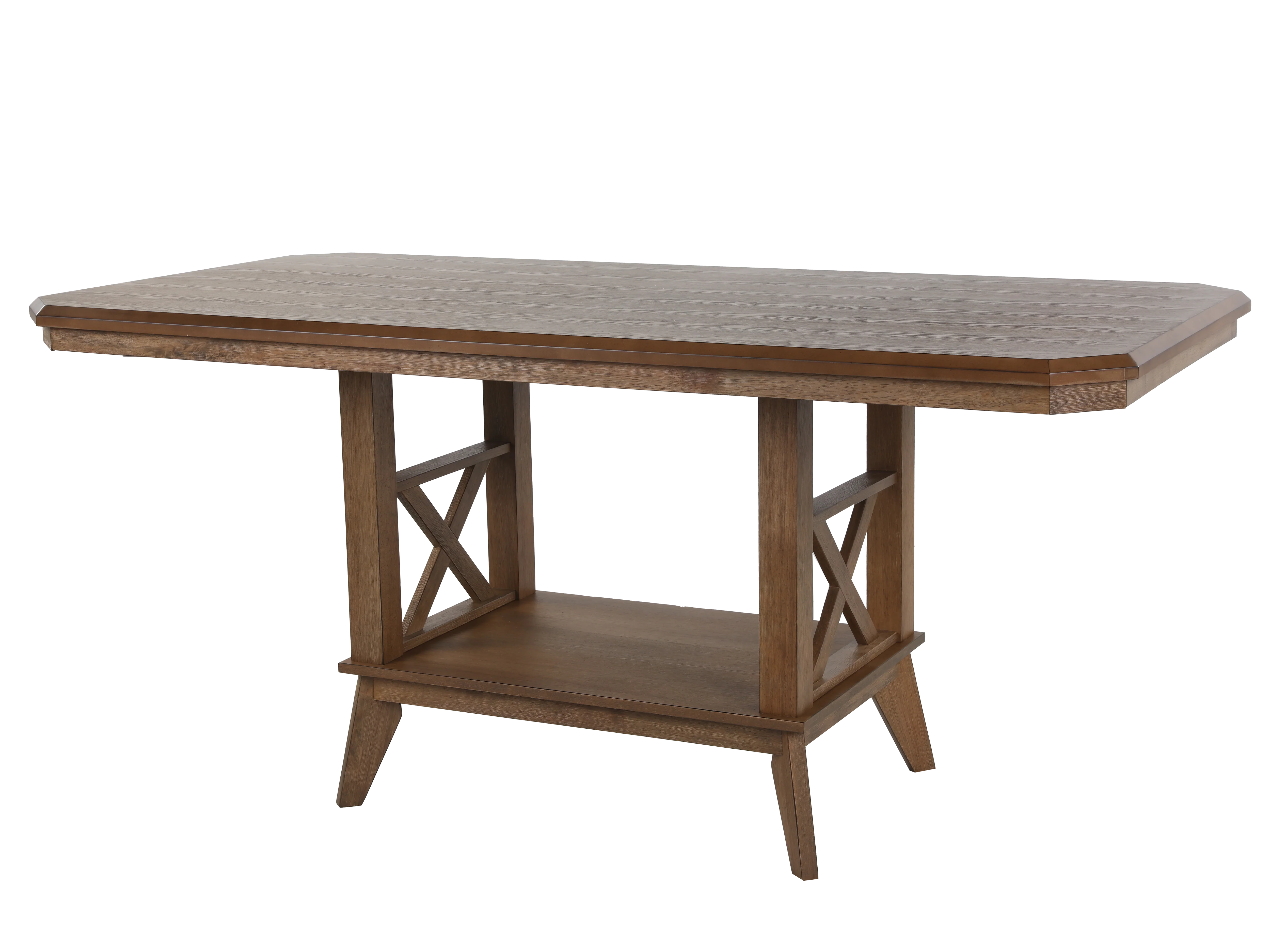 Sierra Oak 9-Piece Counter-Height Dining Set with Storage Table & Upholstered X-Back Stools - Image 3